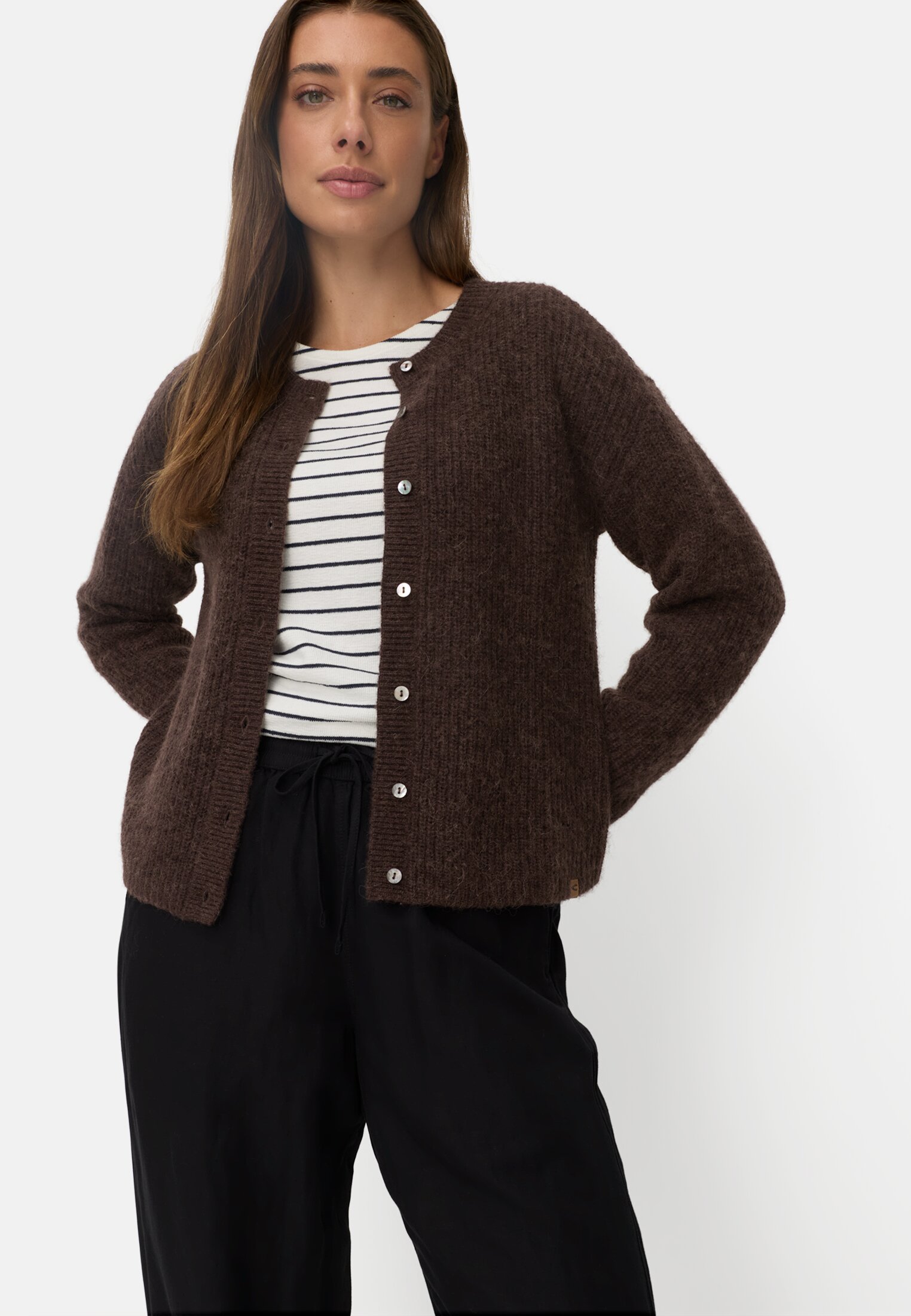 Women Cardigan with straight fit Brown worn emotional
