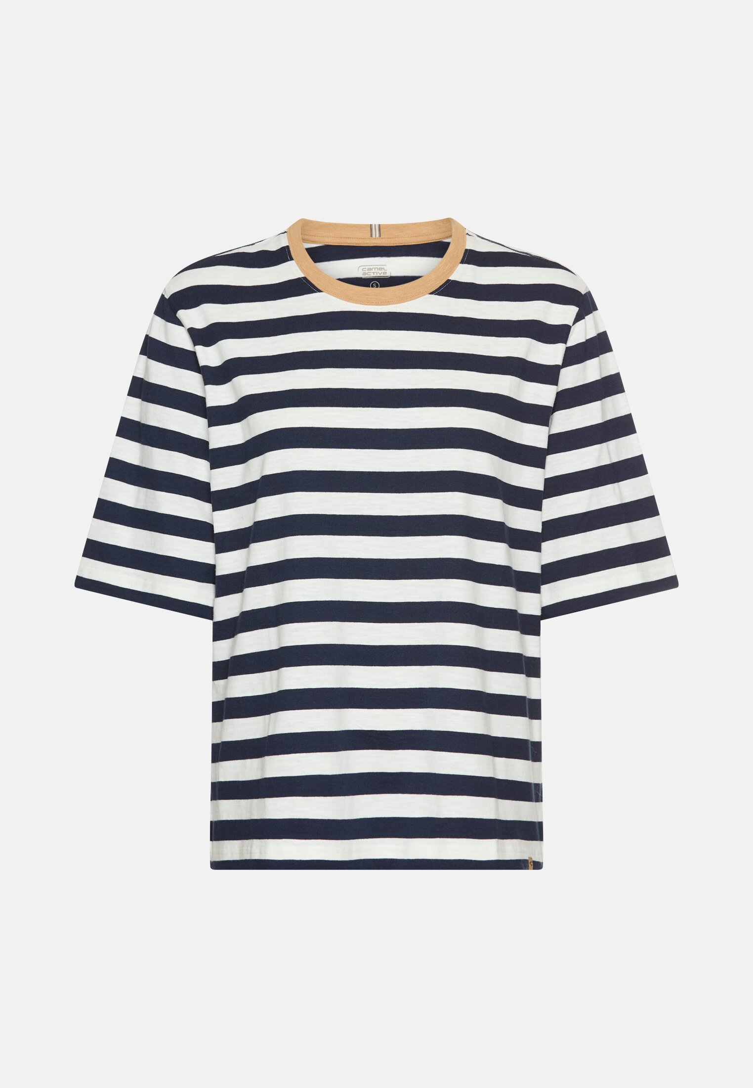 Women T-shirt with a striped pattern Blue and white striped frontal front