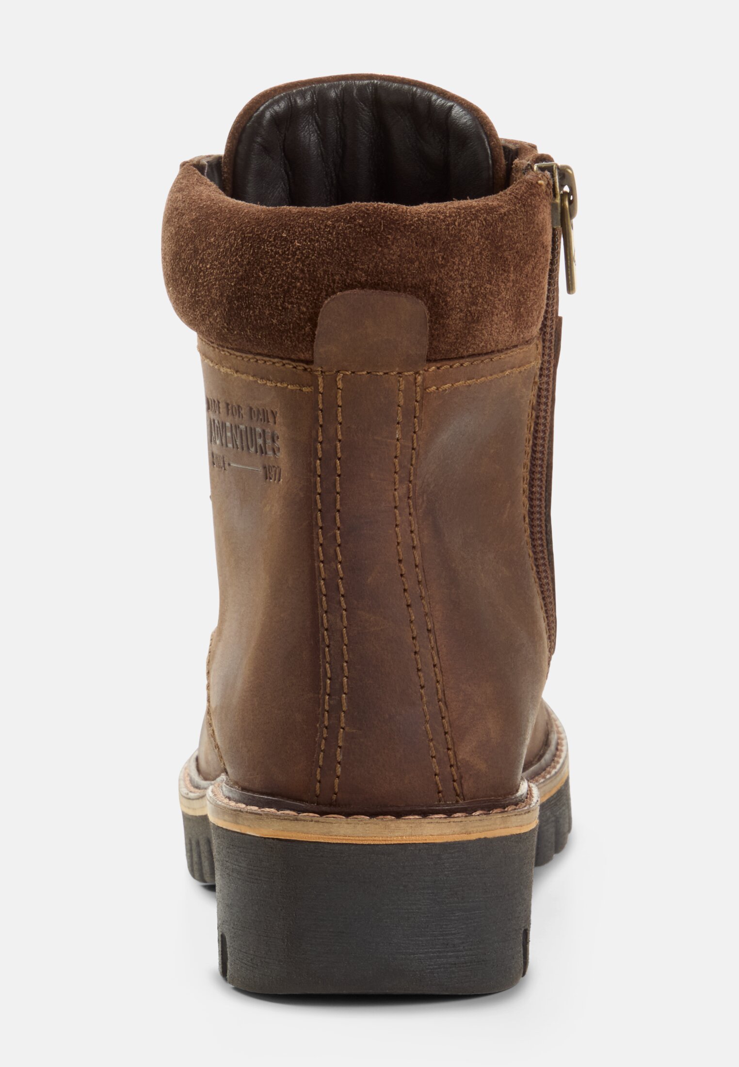 Damen Schnürstiefel mit Profilsohle Braun vorne nah