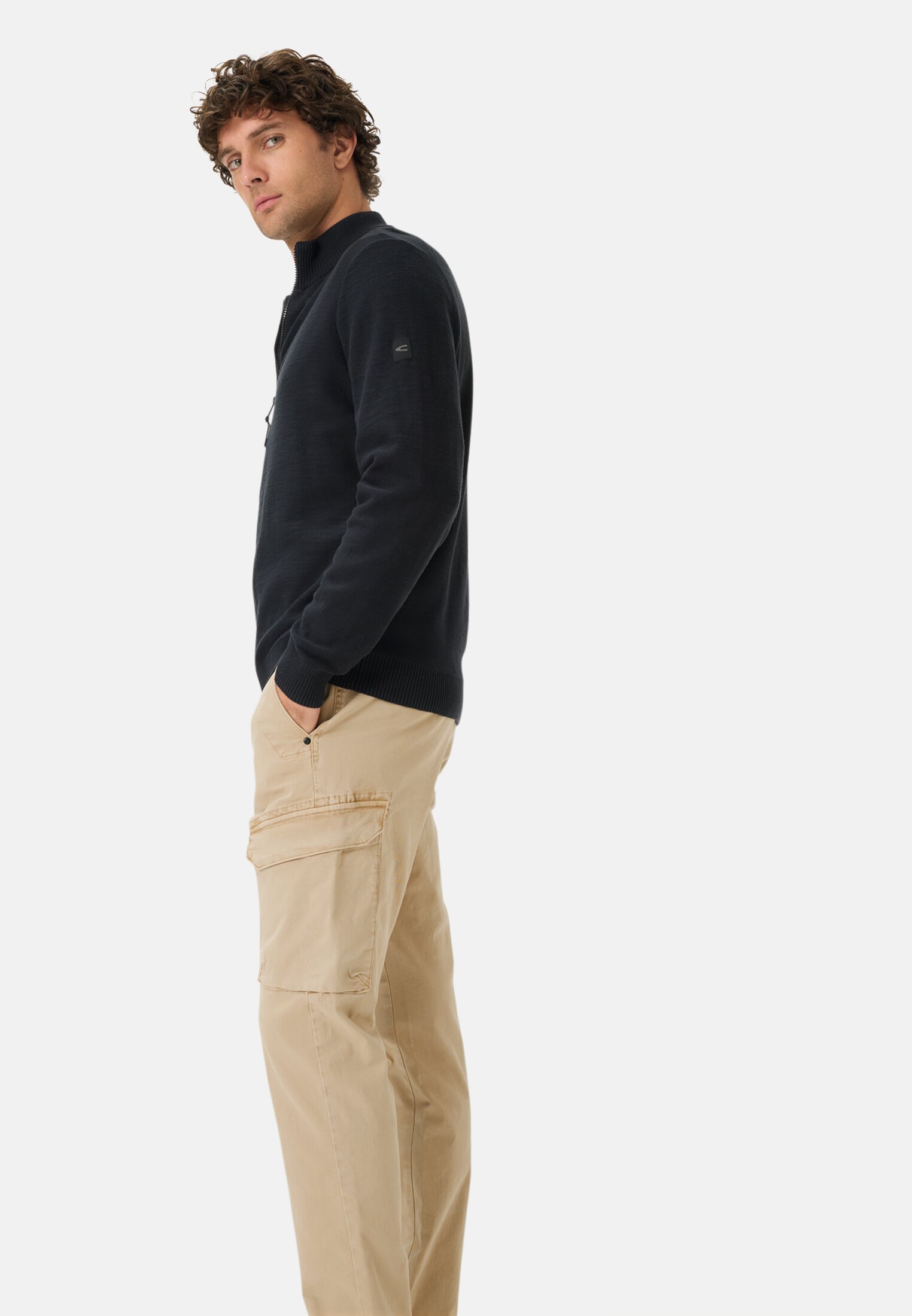 Heren Cargobroek met elastische tailleband Beige gedragen emotional