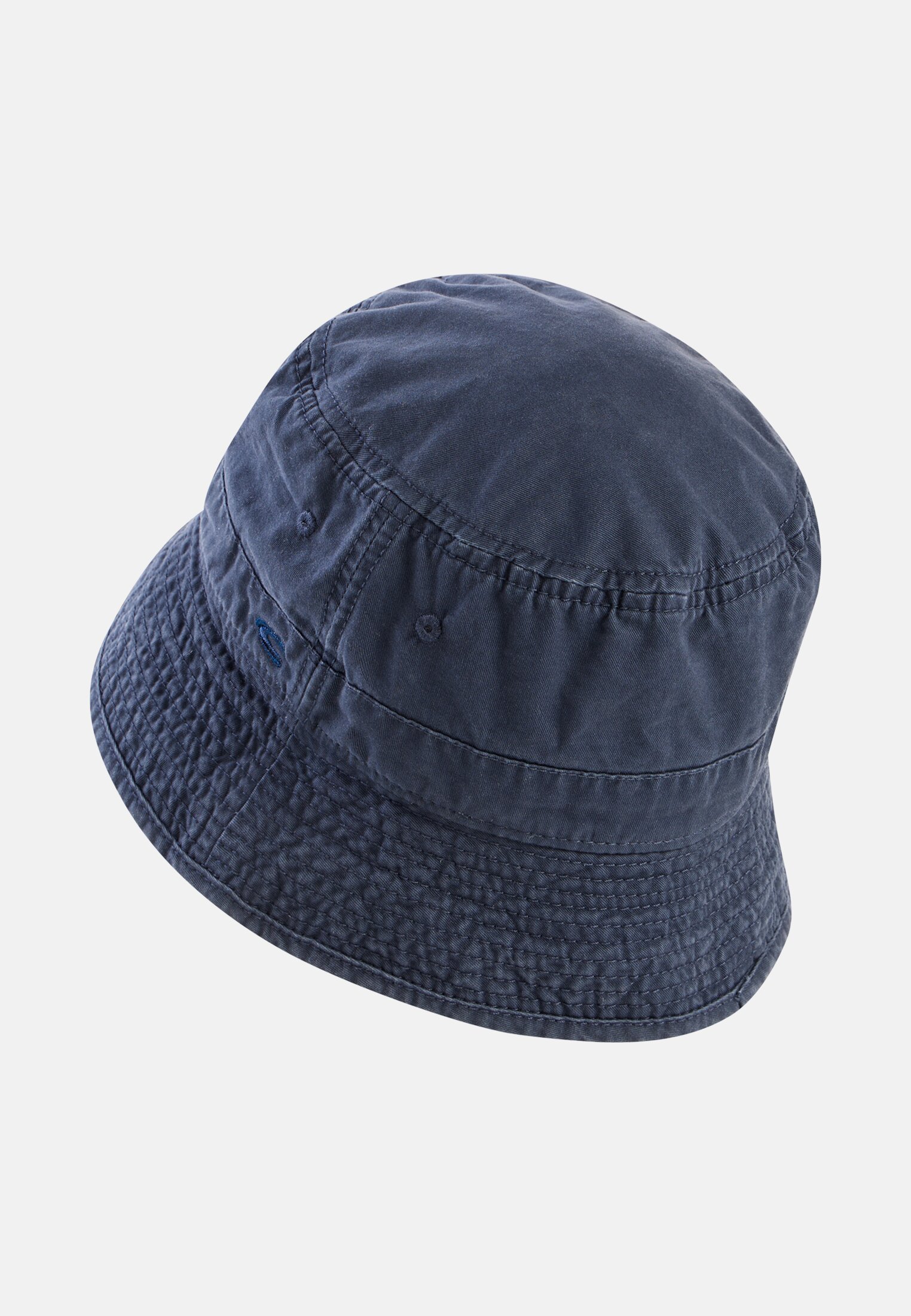 Men Bucket hat made of pure cotton Navy blue frontal back