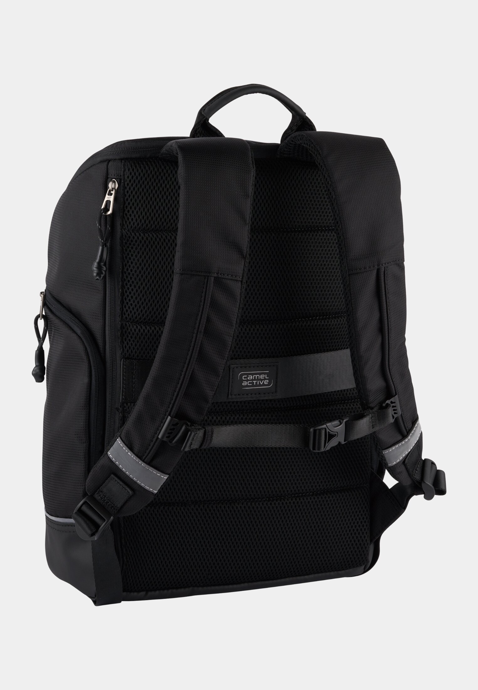 Men CONNECT backpack with side zippered compartments Black frontal back