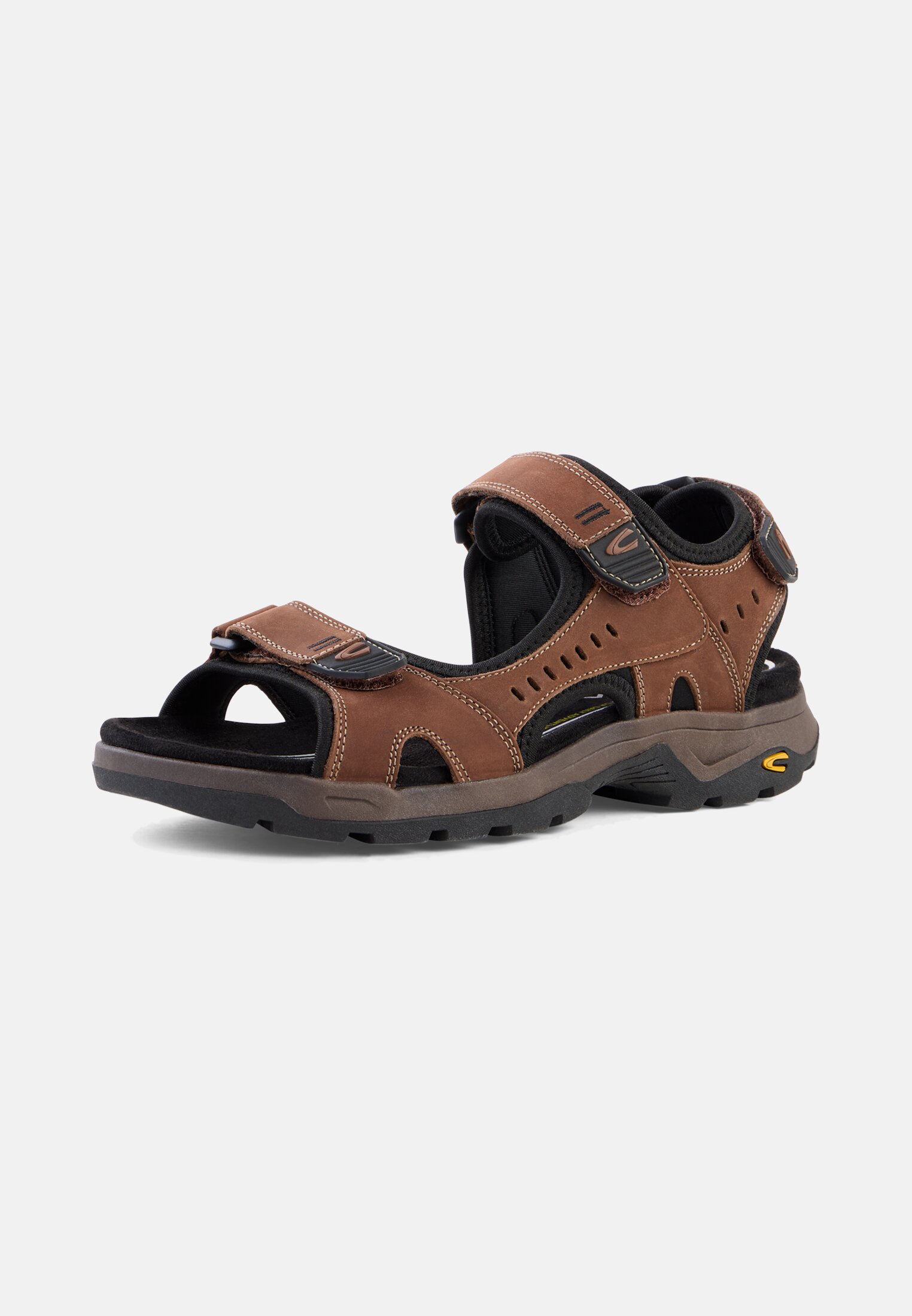 Men Leather sandal with profiled TPR sole Café frontal back