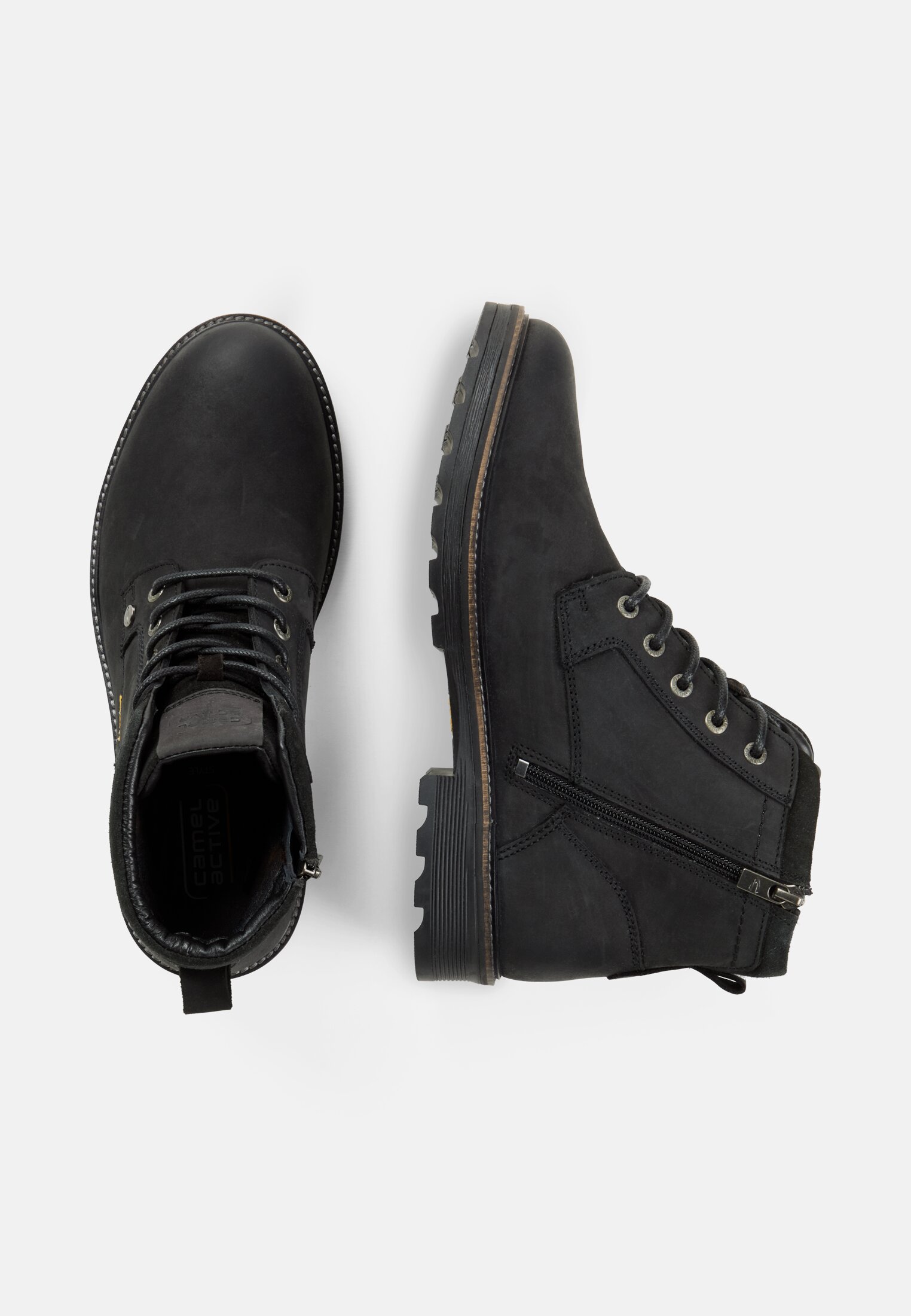 Herren FLOW Boot aus echtem Leder Schwarz frontal oben