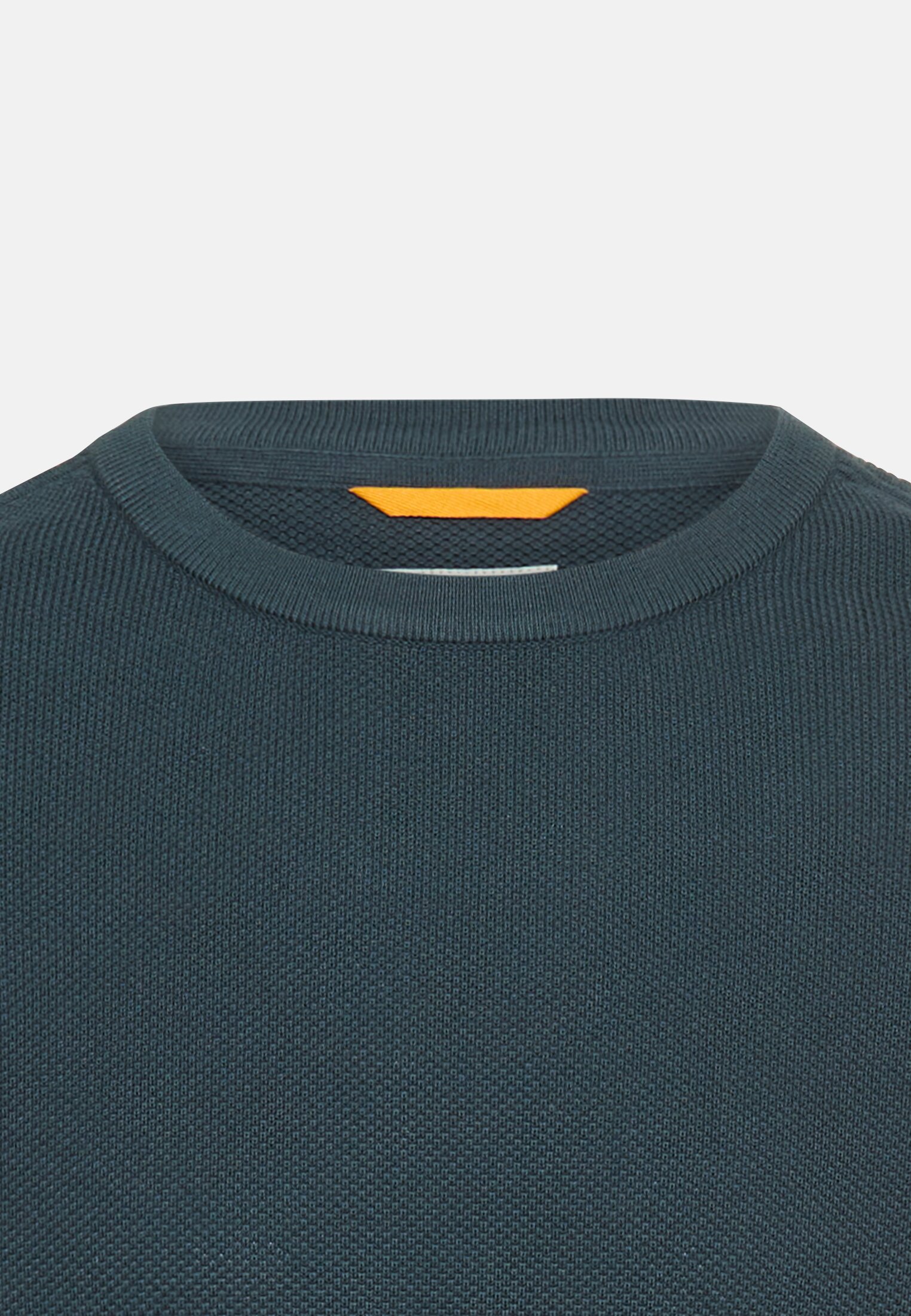 Herren Pullover aus reiner Baumwolle Tintenblau vorne nah