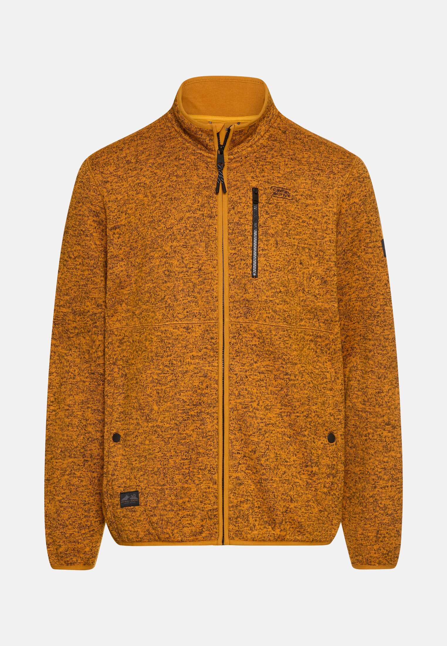 Men Cardigan with stand-up collar Yellow frontal front