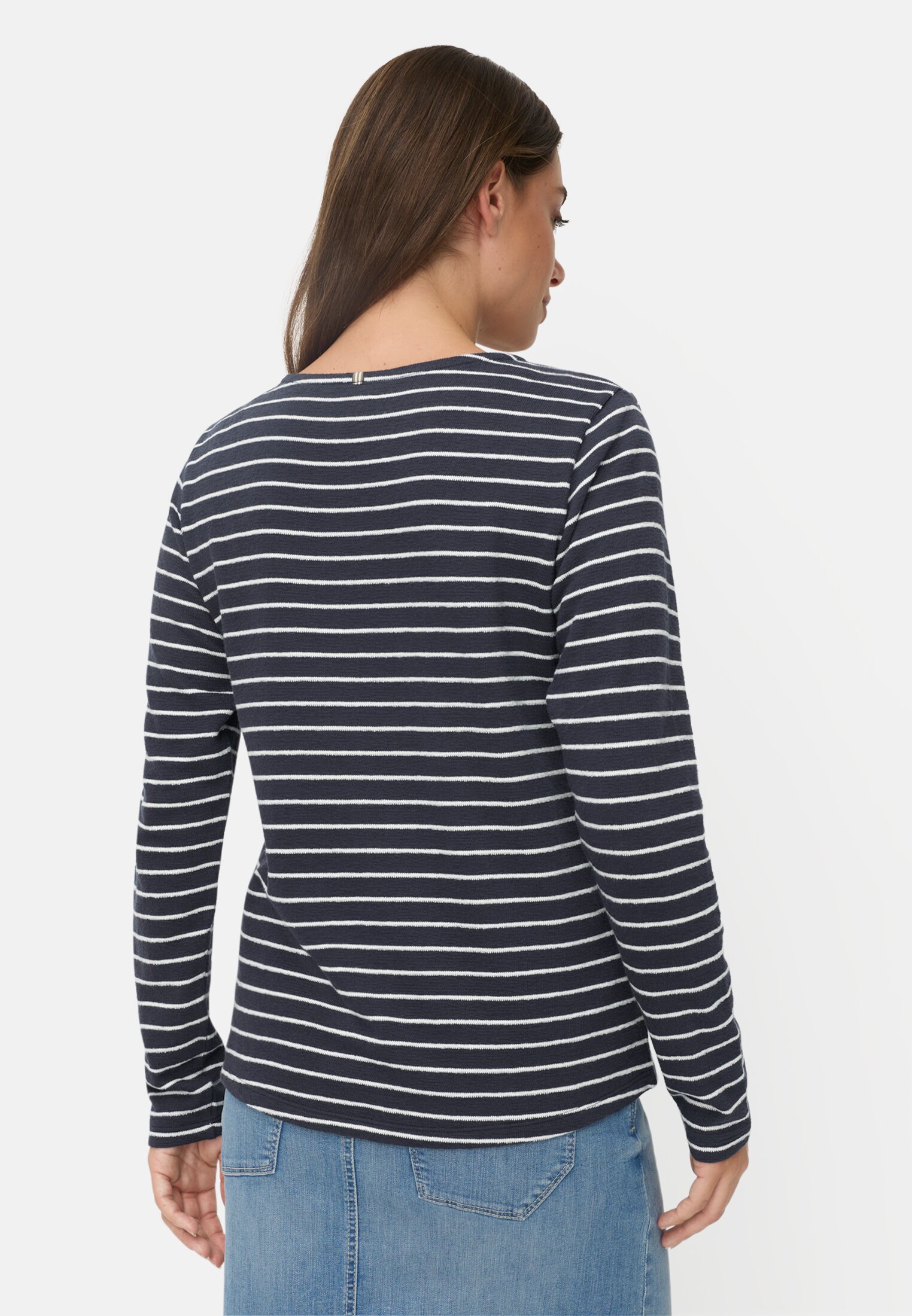 Women Jersey shirt with side slits Midnight blue worn back