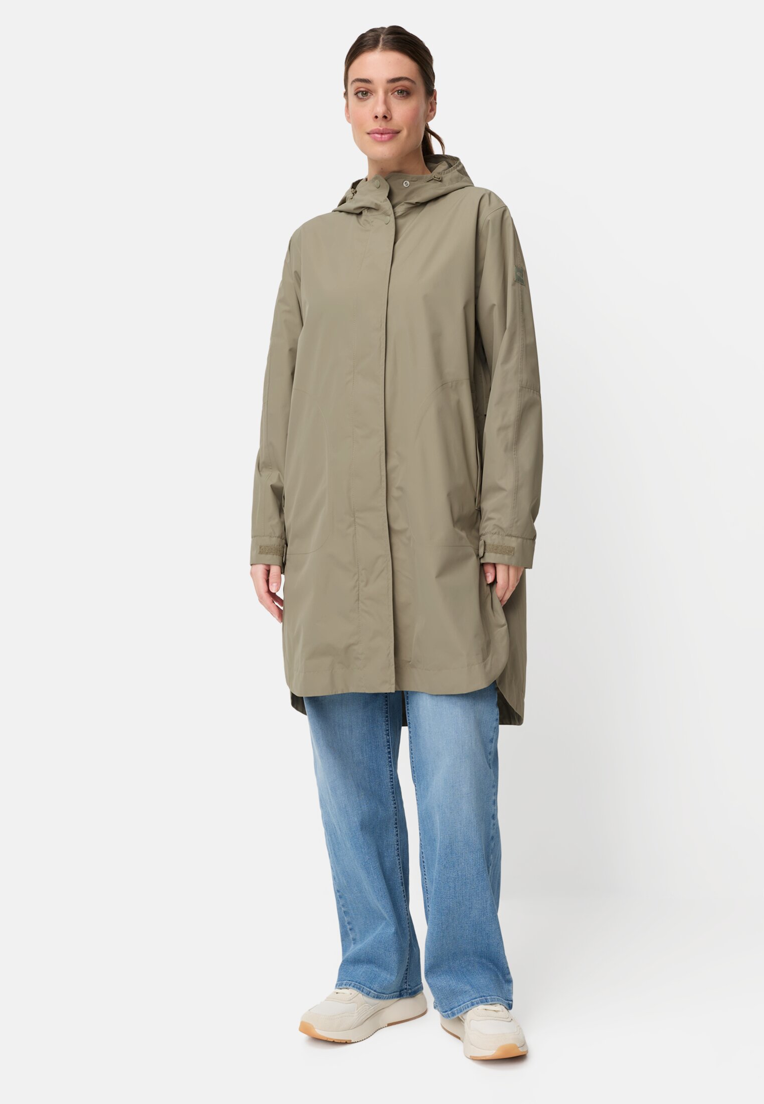 Damen teXXXactive® Mantel mit Innentaschen Salbei getragen vorn