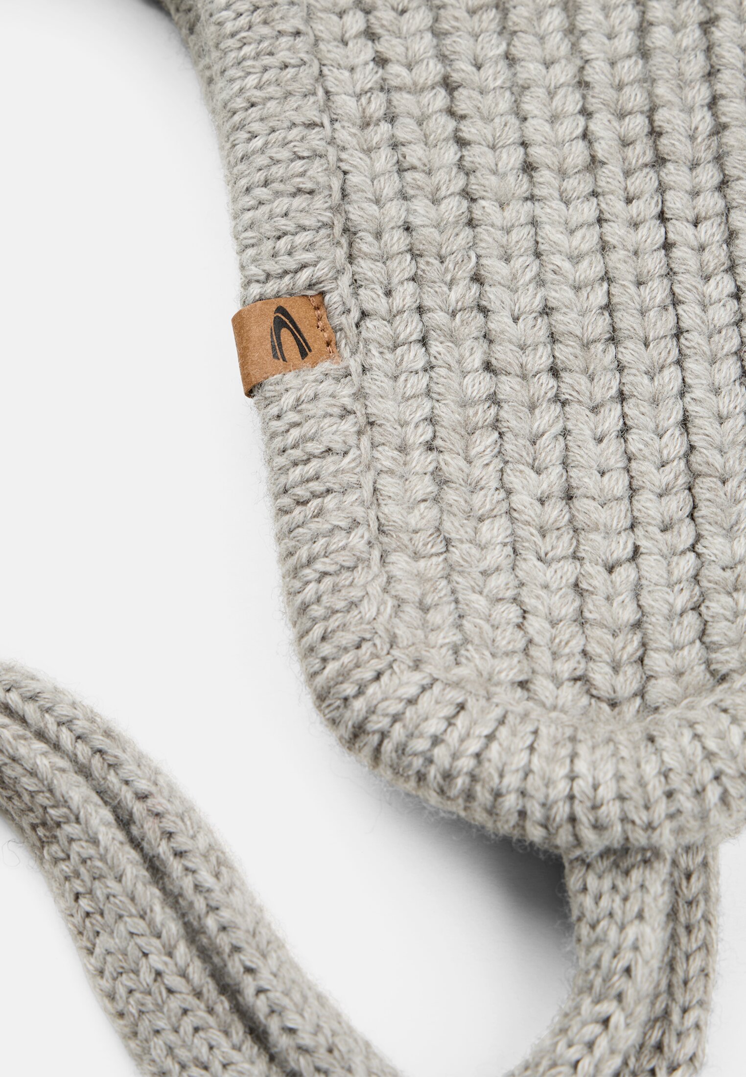 Damen Strickmütze aus Wollgemisch Grau frontal hinten