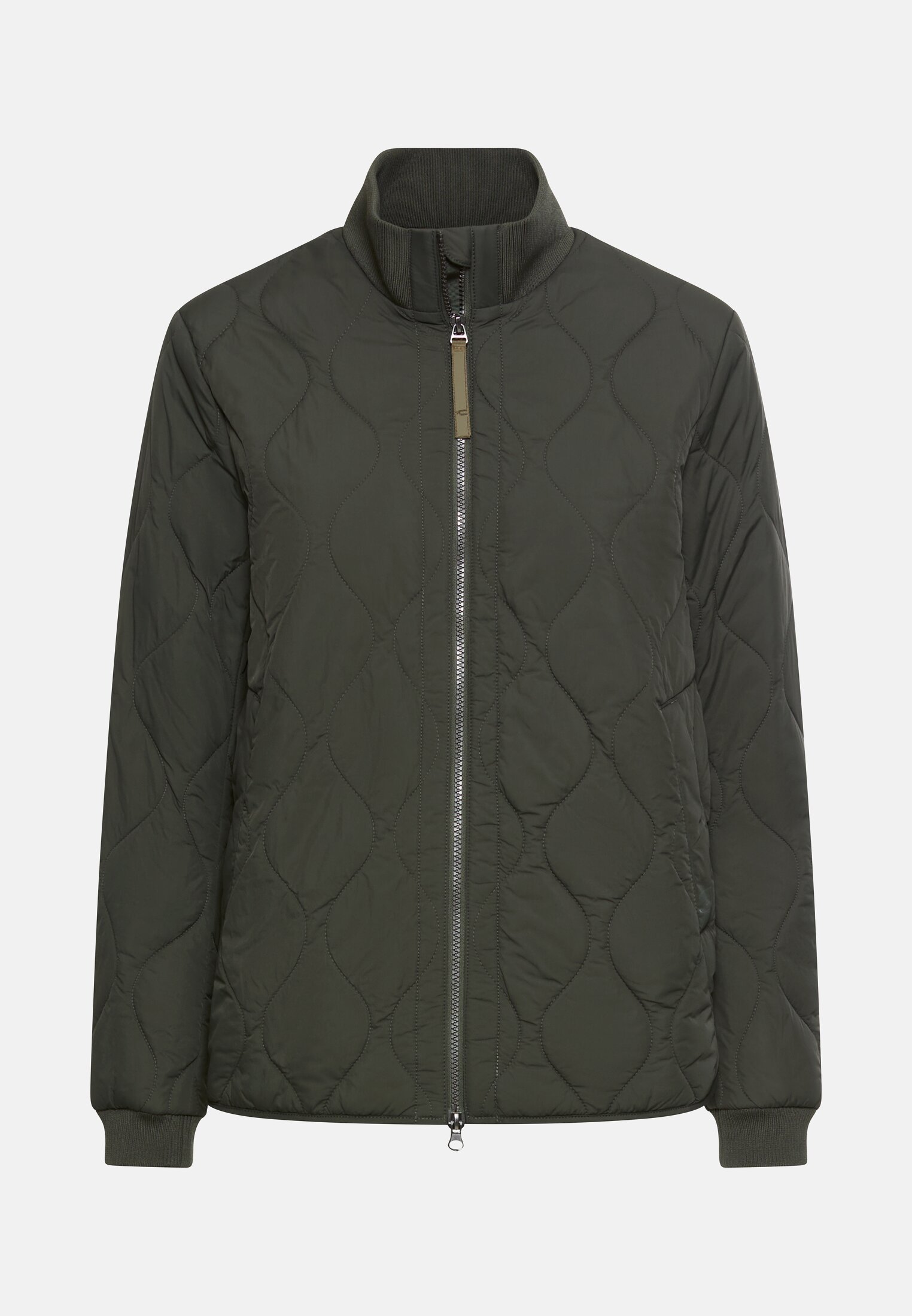 Damen Steppjacke mit Taschen Waldgrün frontal vorn