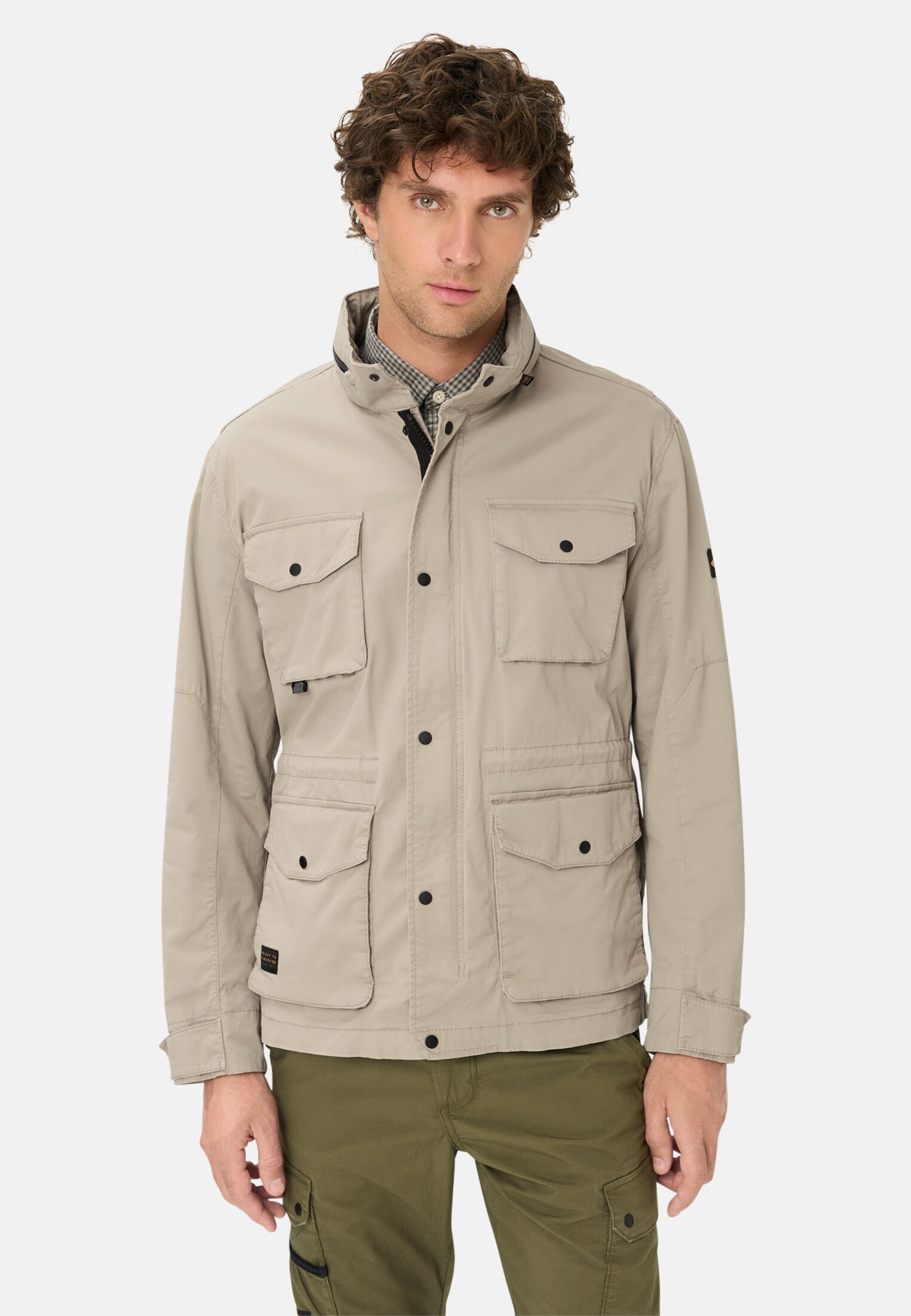 Heren Blouson met oprolbare capuchon Beige gedragen voor