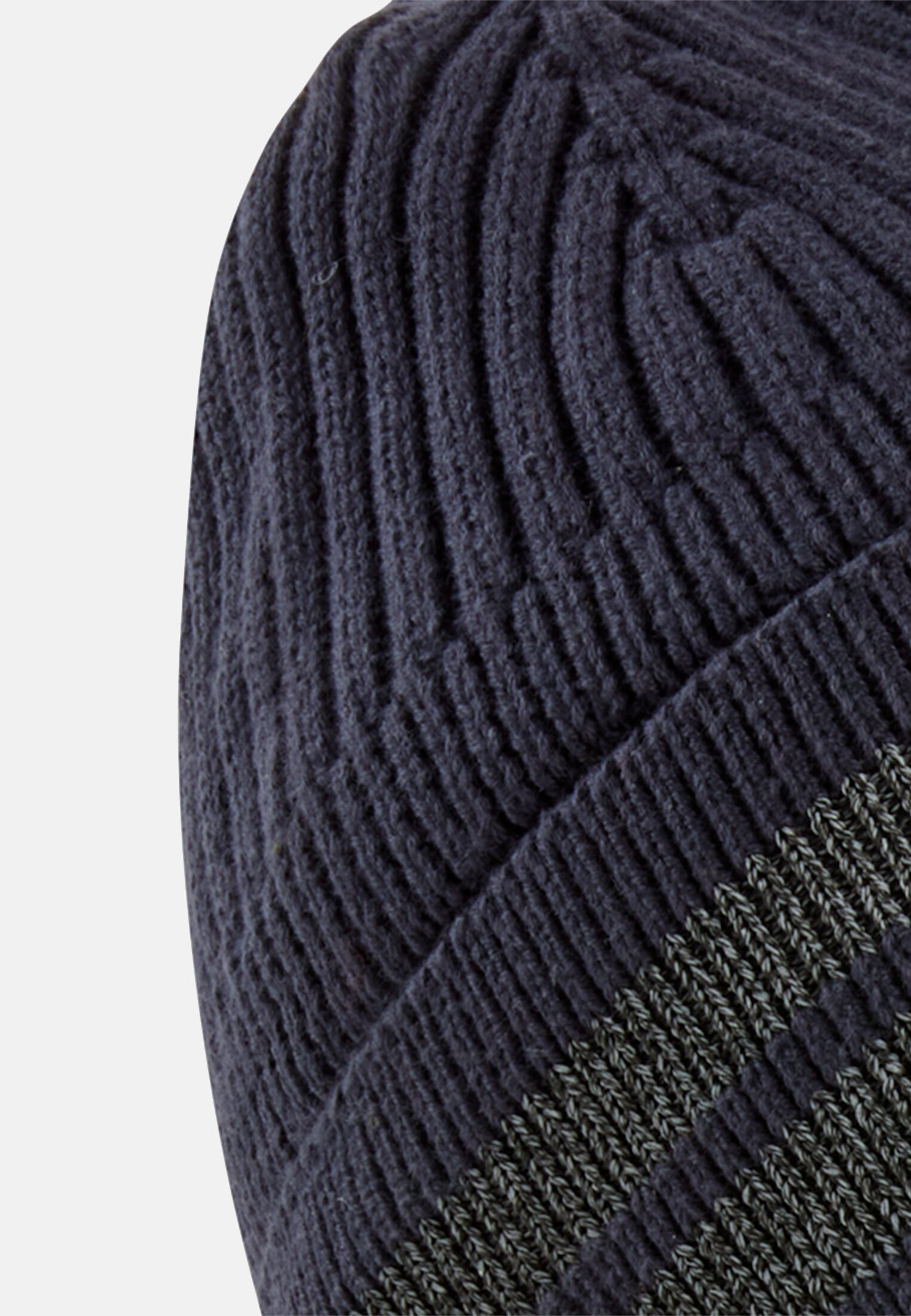 Herren Beanie aus reiner Baumwolle Navyblau vorne nah
