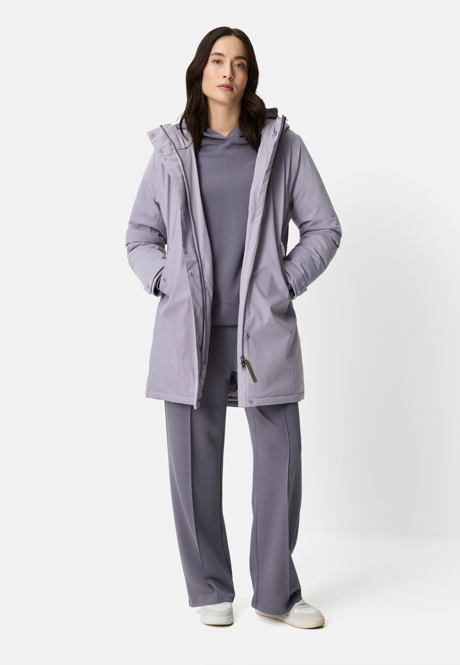 Women teXXXactive® Functional parka with reflective details Purple worn front full body