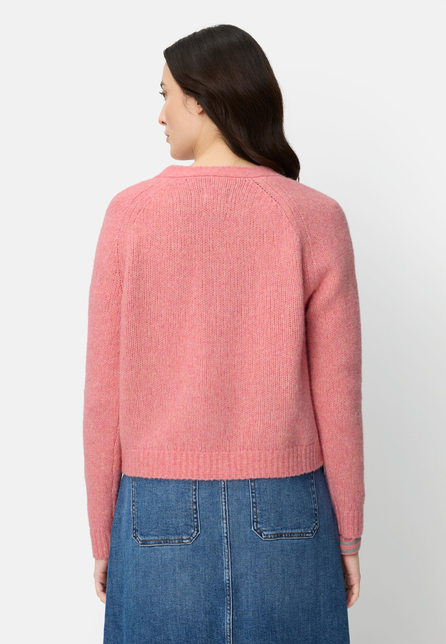 Women Cardigan with raglan sleeves and button closure Berry worn back