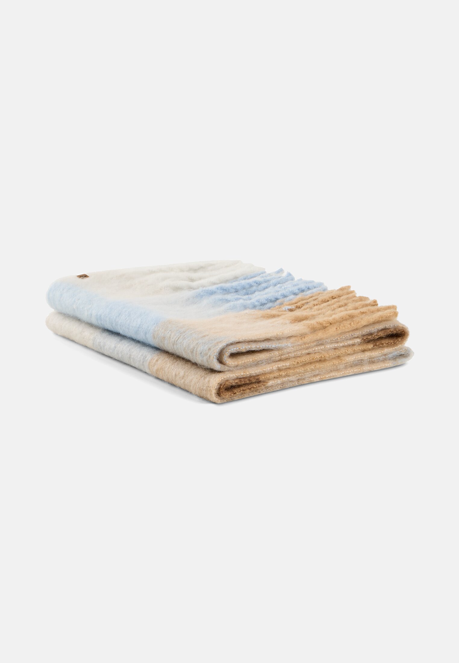 Damen Strickschal mit Karomuster Hellblau frontal oben