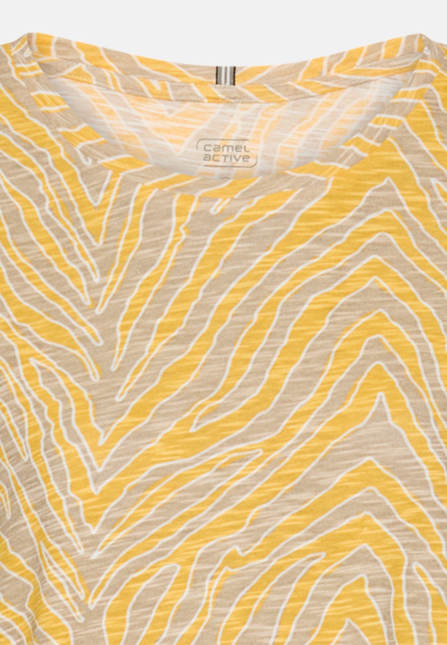 Women T-Shirt with crew neck Yellow AOP front close