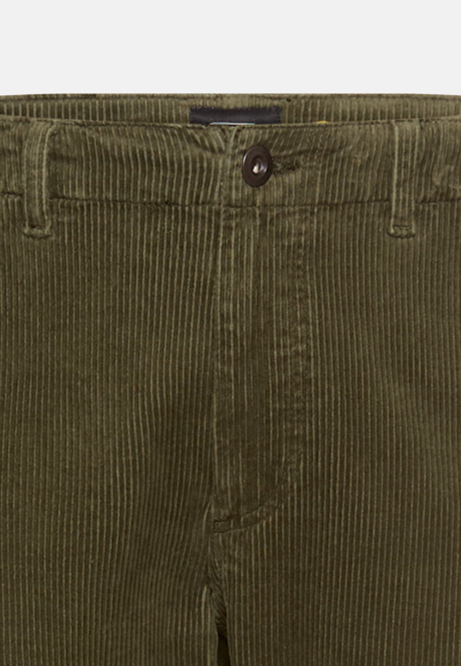 Herren Regular Fit Chino Hose aus Cord Waldgrün vorne nah