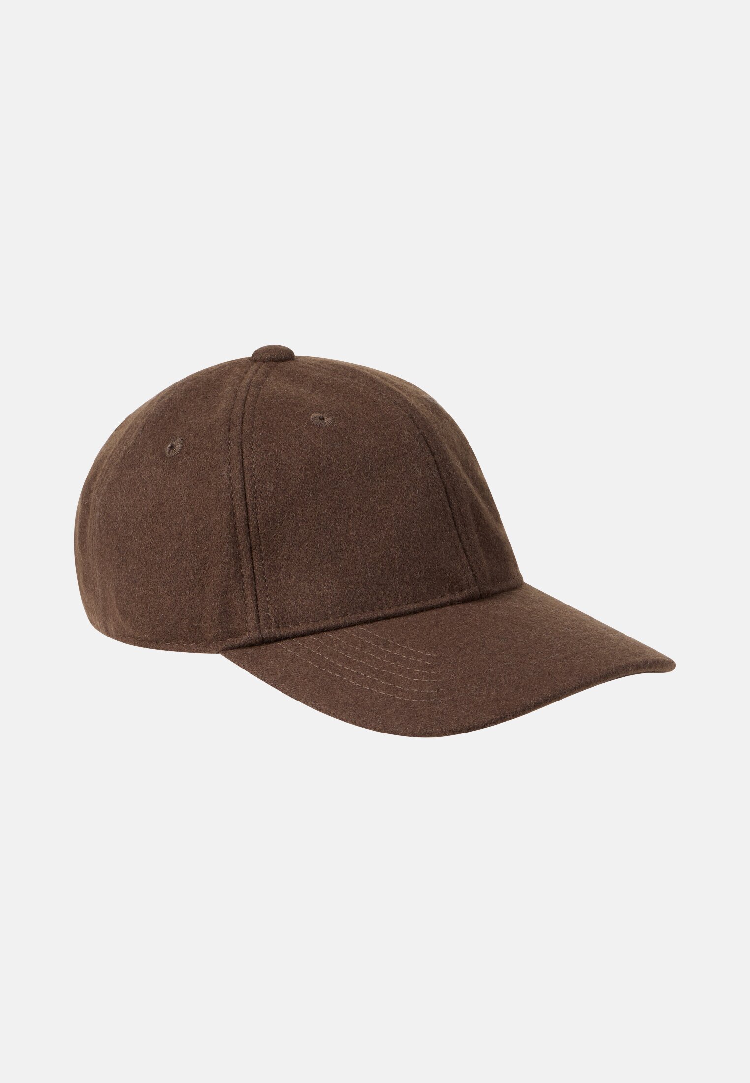 Men 6-panel cap made of wool mix Dark brown frontal front