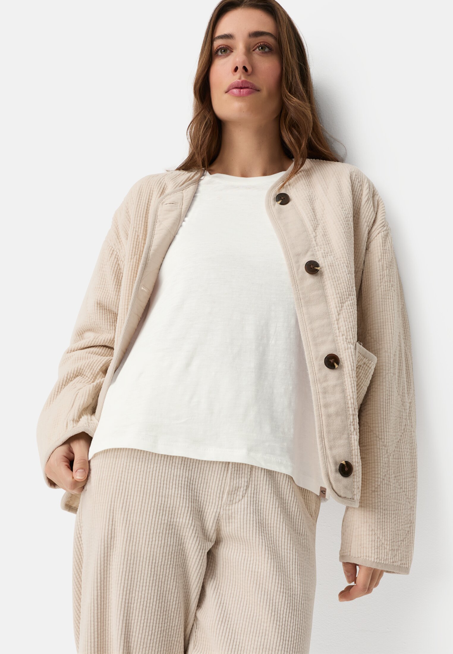 Vrouwen T-shirt met 3/4-mouwen Melkwit gedragen emotional 