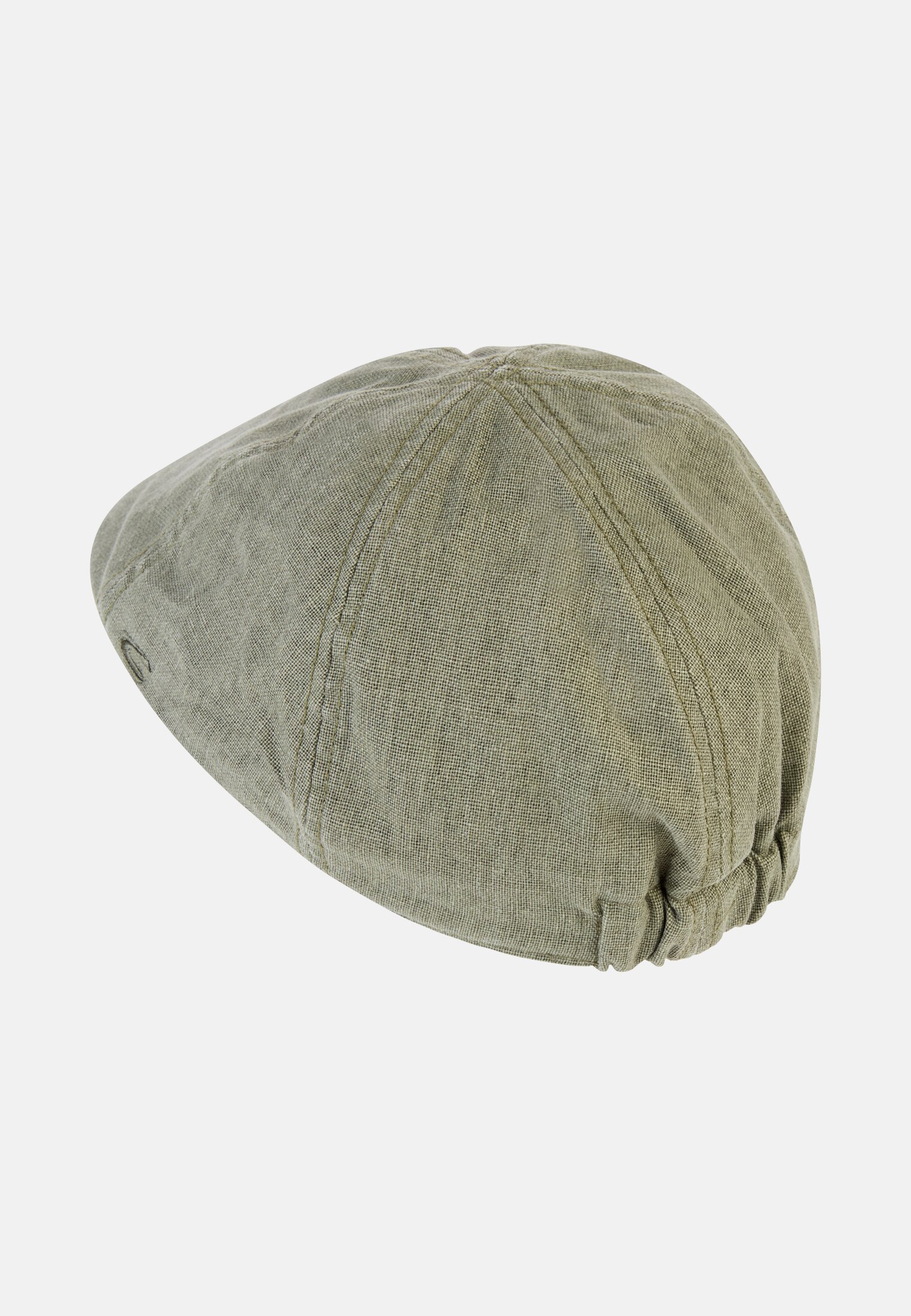 Heren Platte pet met elastiek Khaki frontaal achter