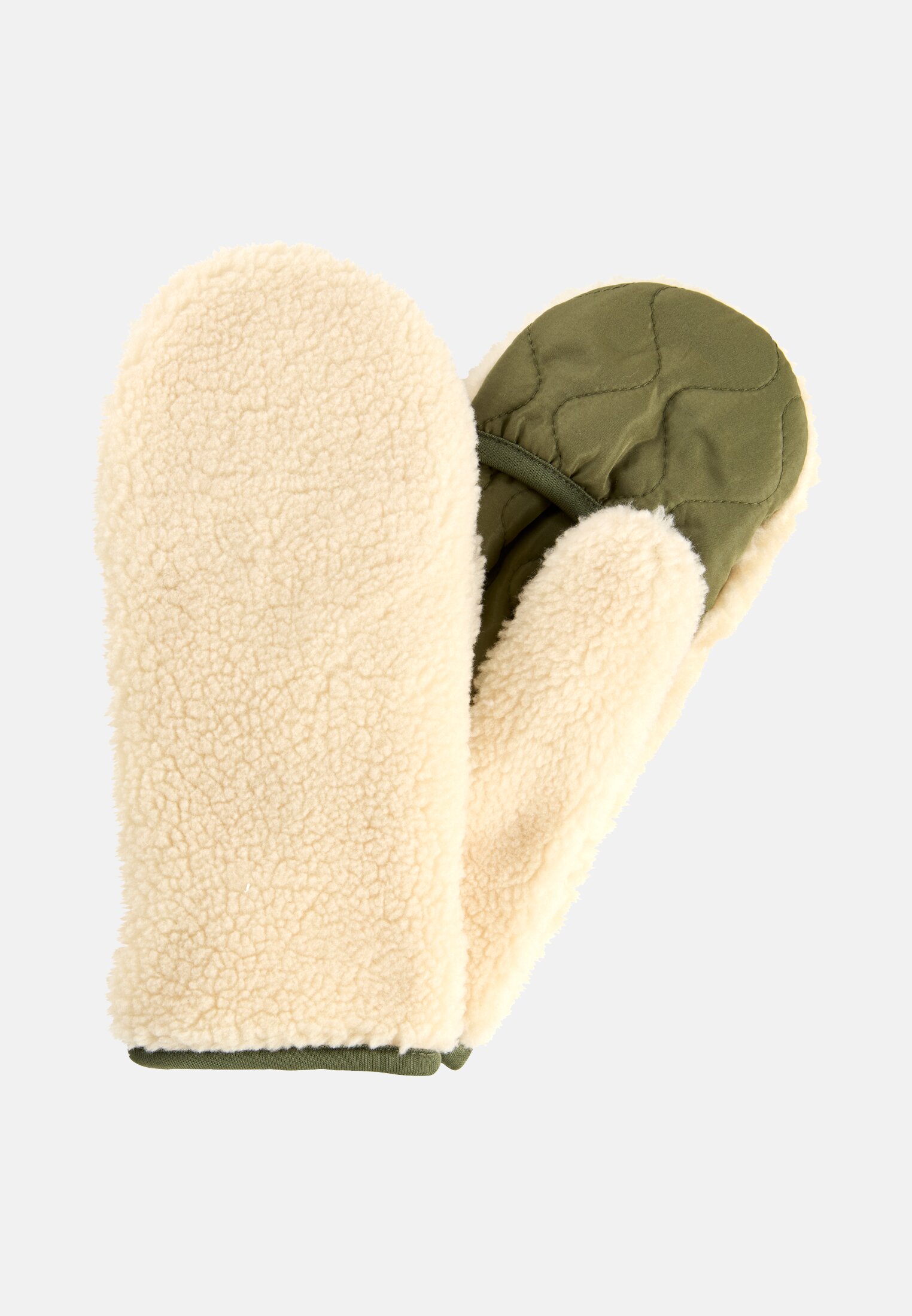 Women Teddy gloves with mixed materials Milk white frontal front