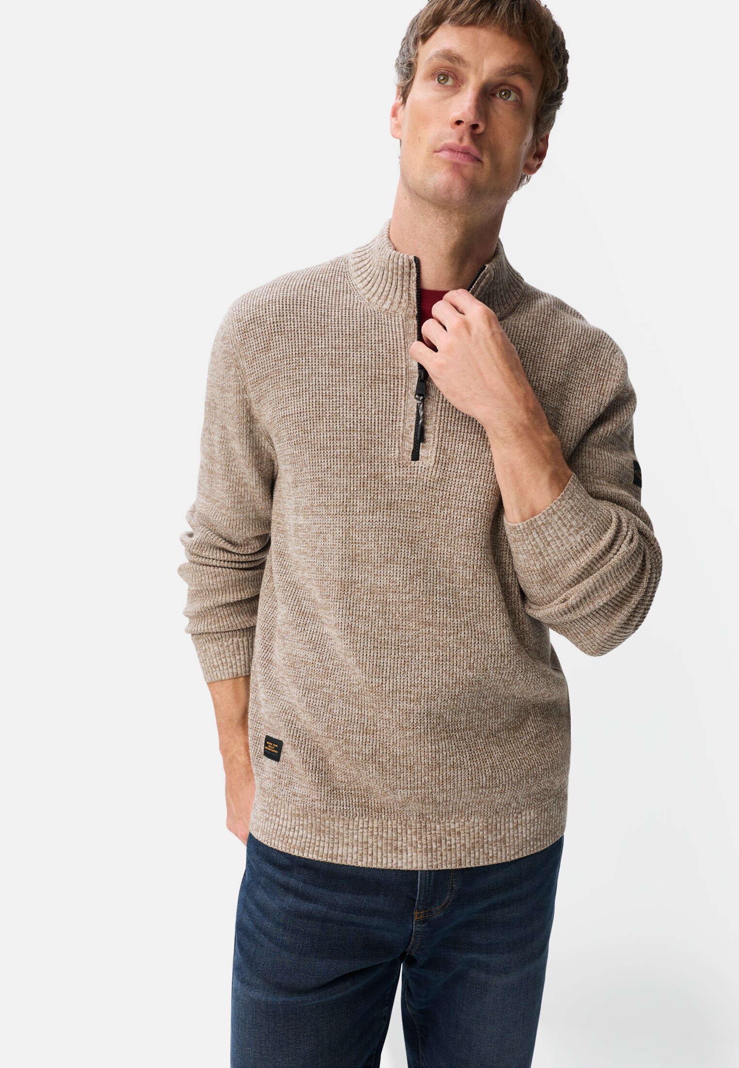 Heren Gebreide trui in gemêleerde look Beige gedragen emotional