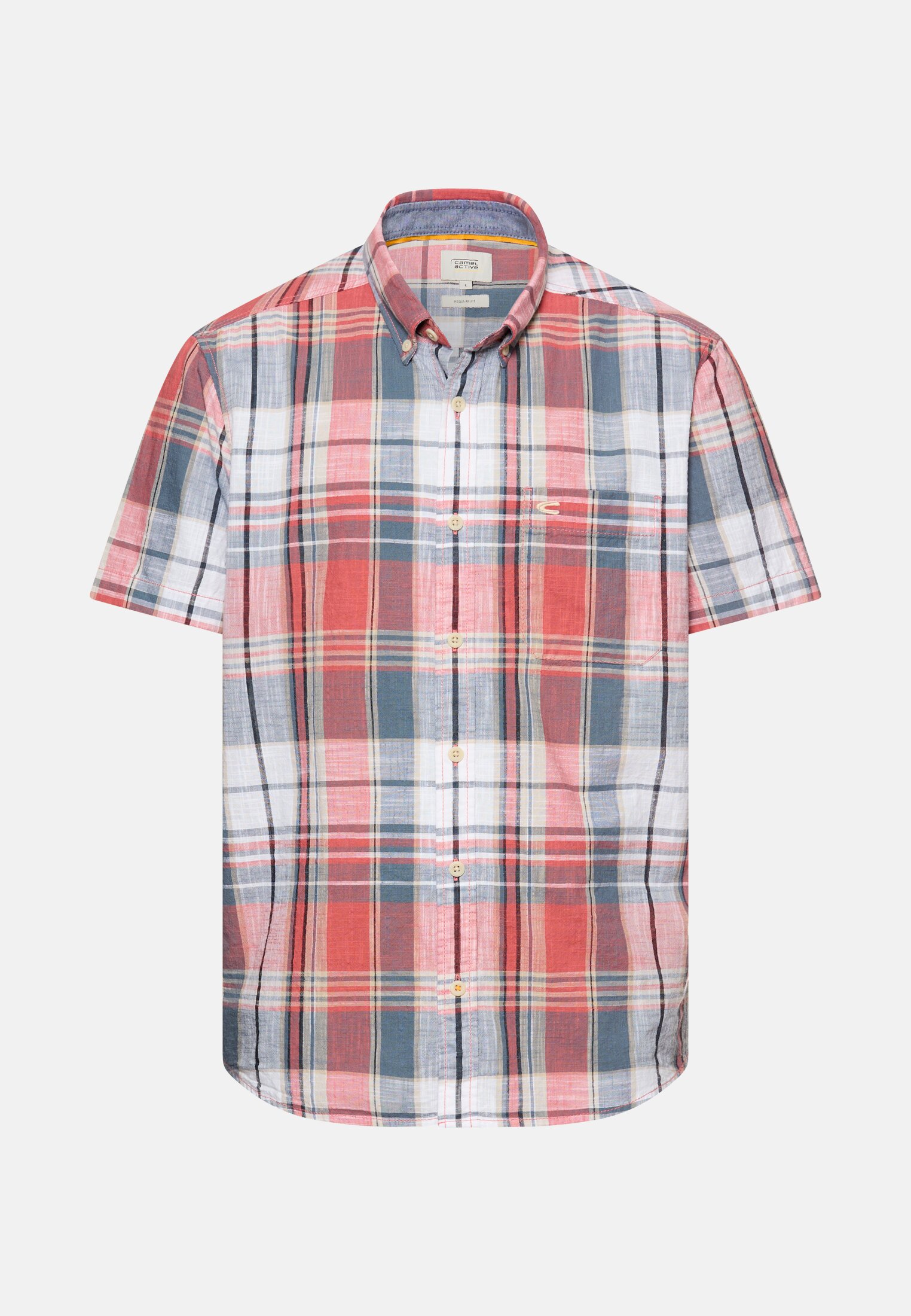 Men Check shirt made from 100% cotton Red frontal front