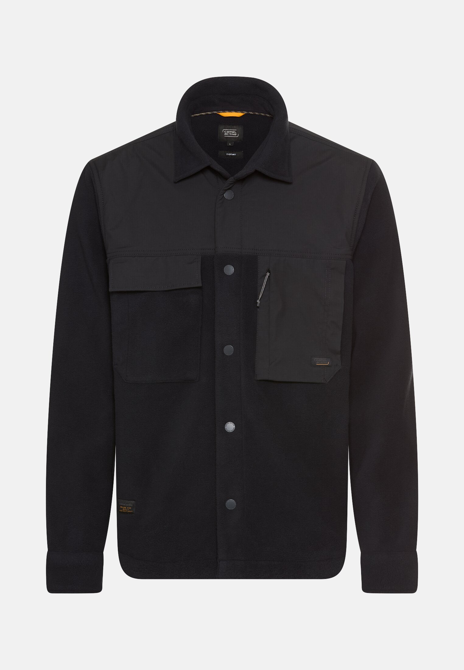 Men Overshirt with mix of materials and warm properties Navy blue frontal front