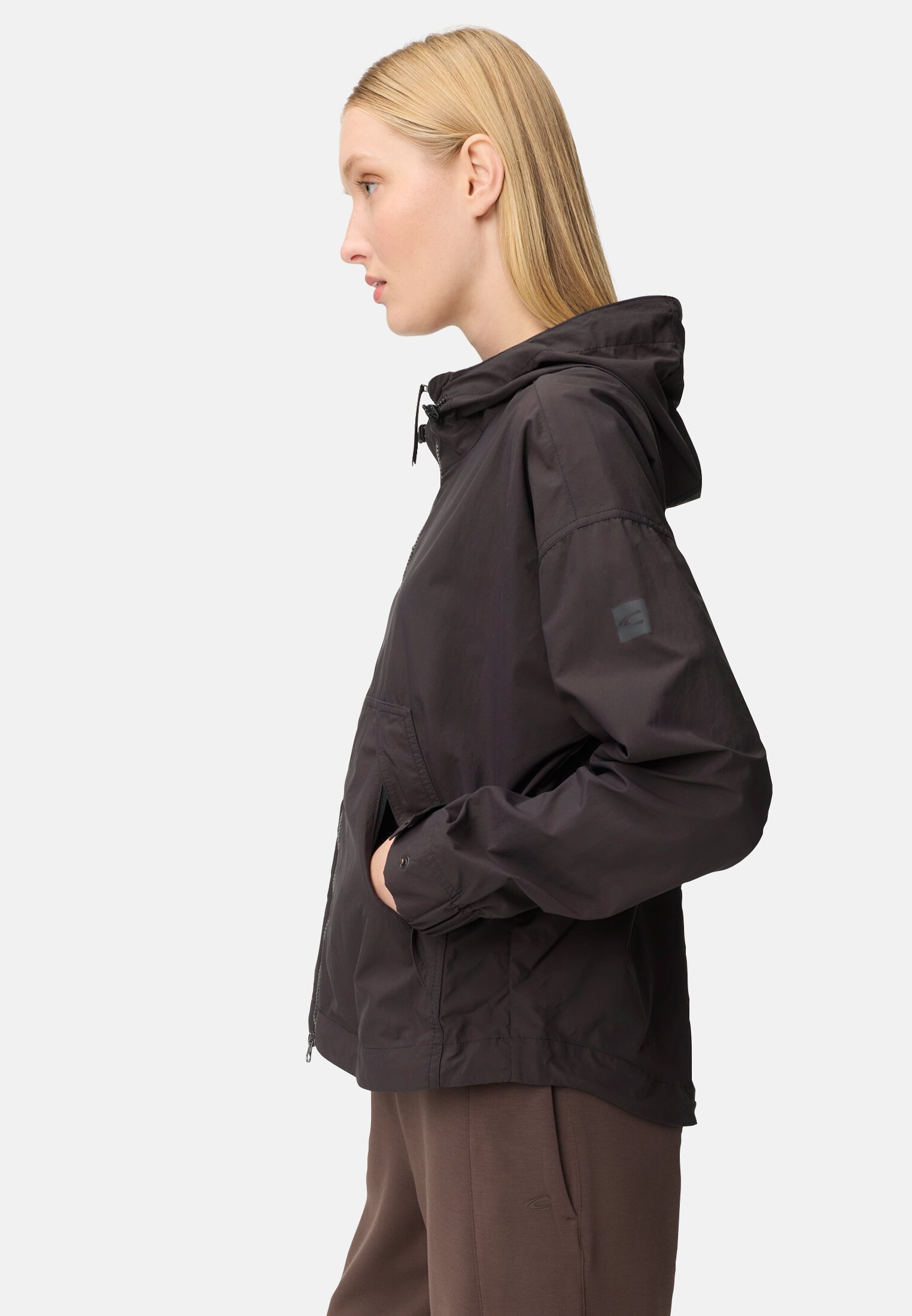 Women Blouson with 2-way zipper Black worn emotional