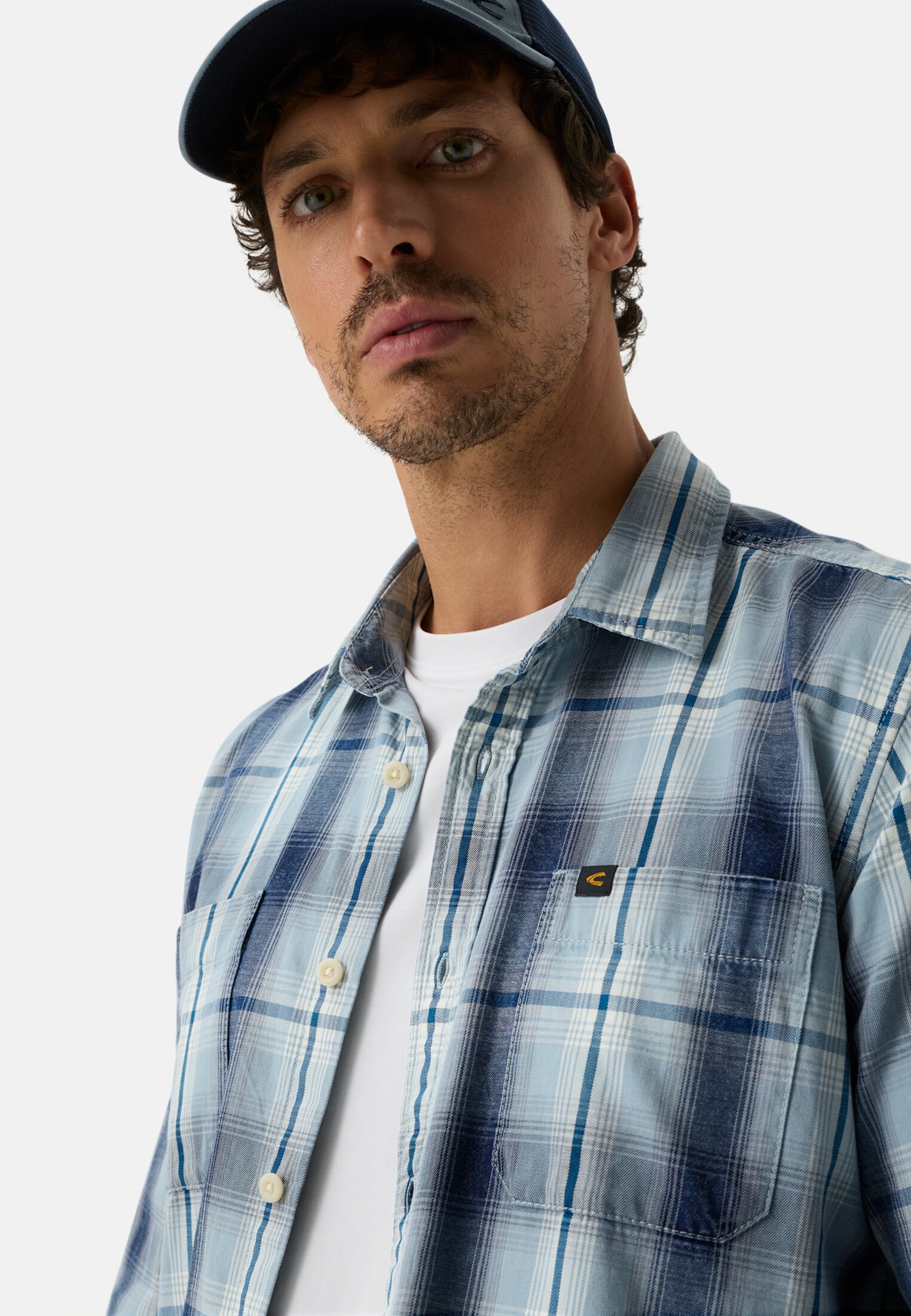 Heren Overhemd met lange mouwen en borstzakje Lichtblauw gedragen emotional 