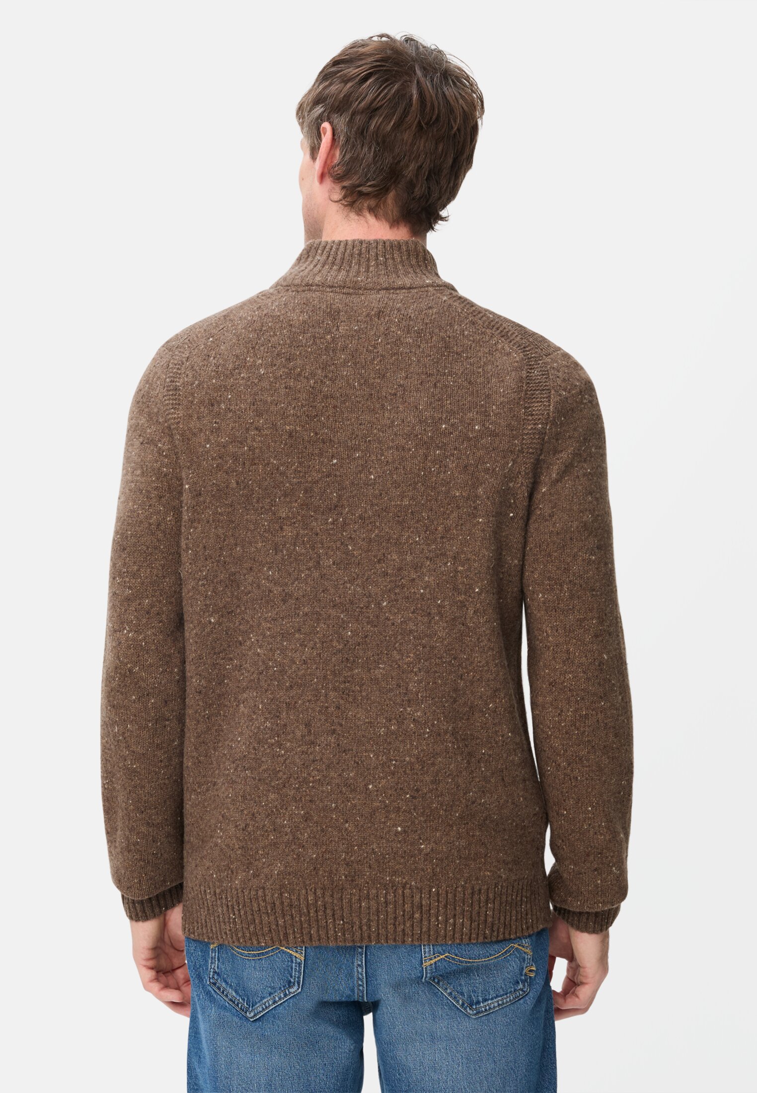 Heren Trui met col Sepia-bruin gedragen achter