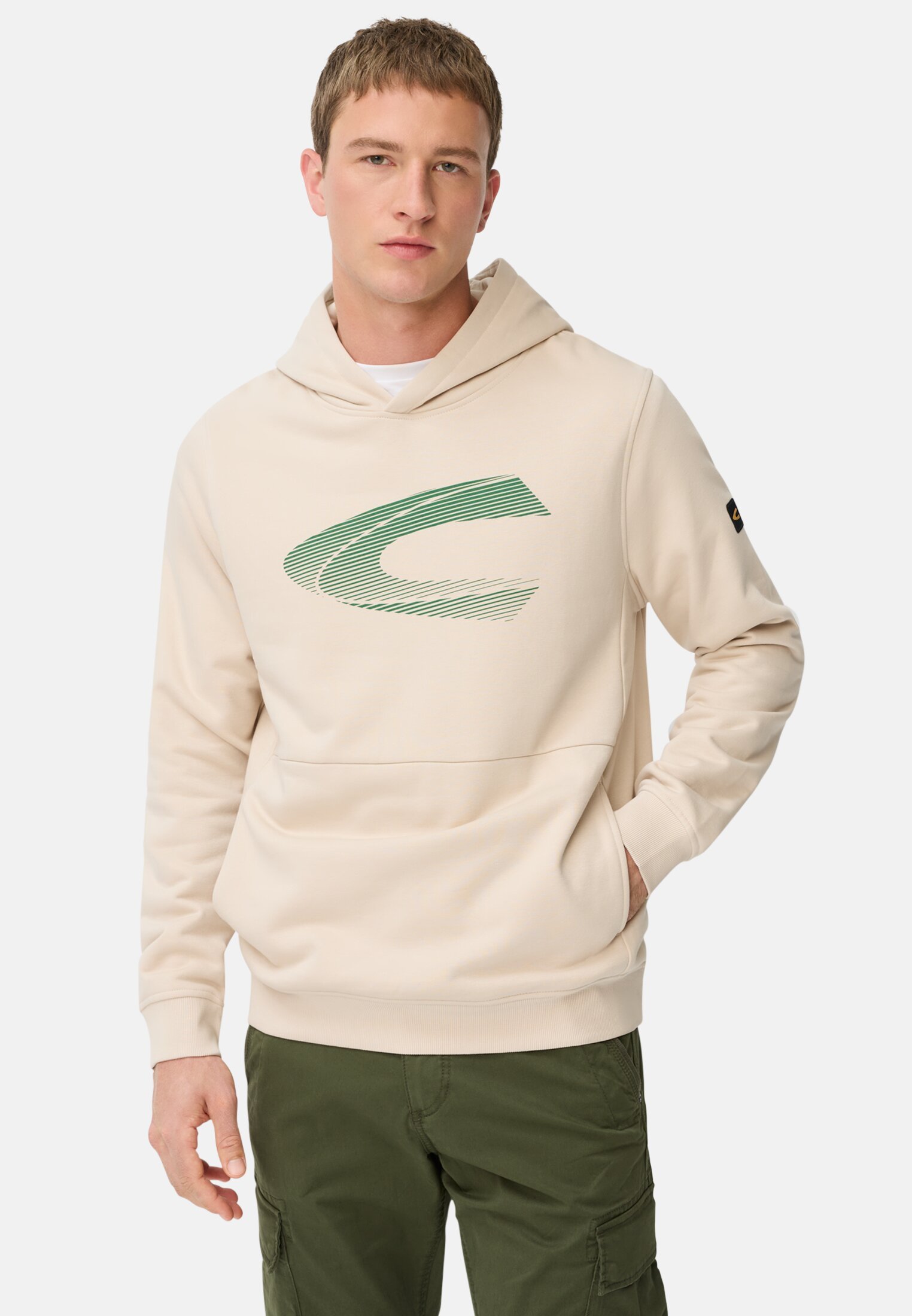 Heren Hoodie van katoenmix Haver gedragen voor