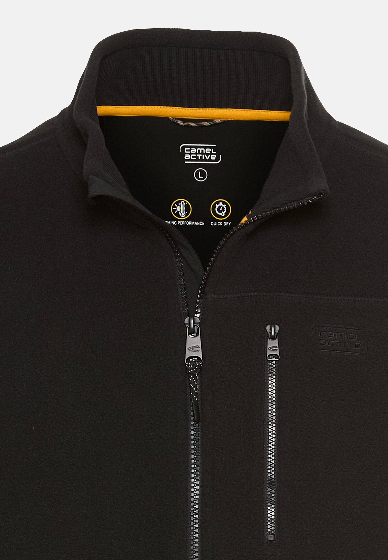 Men Fleece jacket with chest pocket Black front close
