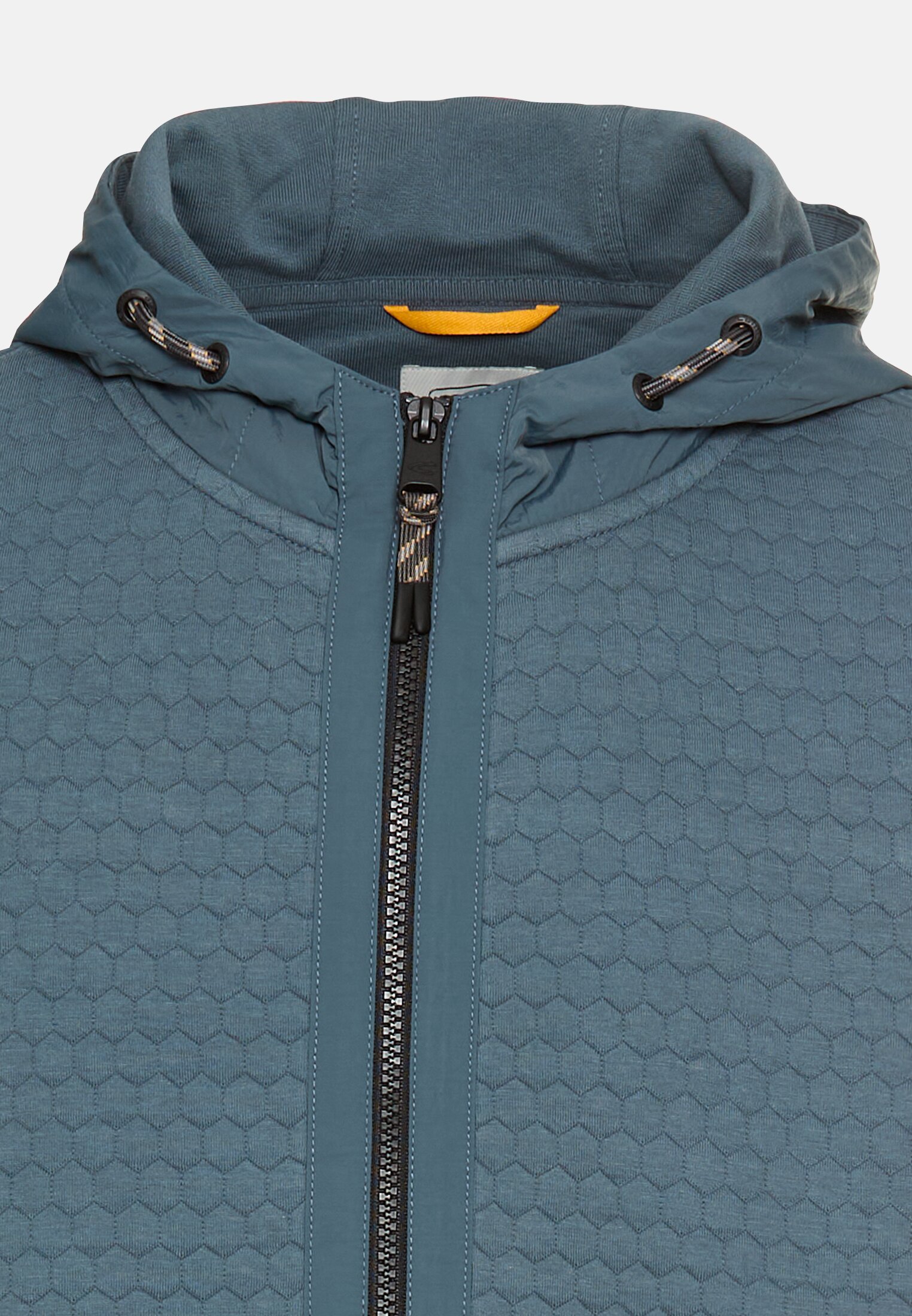 Herren Sweatjacke aus Materialmix und Kapuze Tintenblau vorne nah