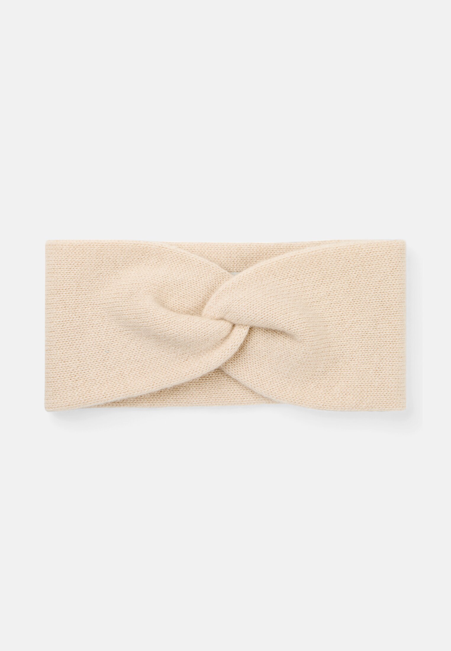 Damen Stirnband aus reinem Kaschmir Beige frontal vorn
