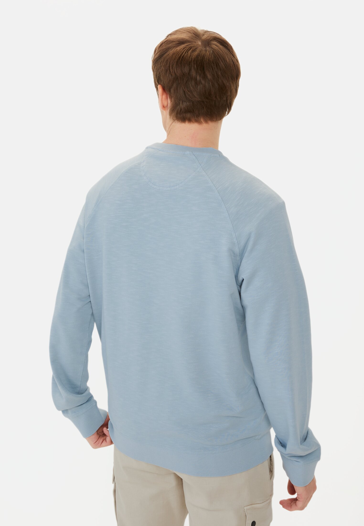 Men Sweatshirt made from pure Cotton Blue worn back