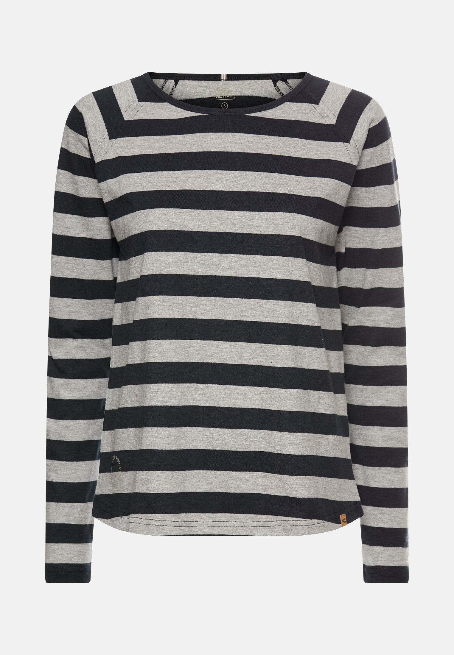 Damen Gestreiftes Langarmshirt mit Raglanärmeln Kaviar frontal vorn