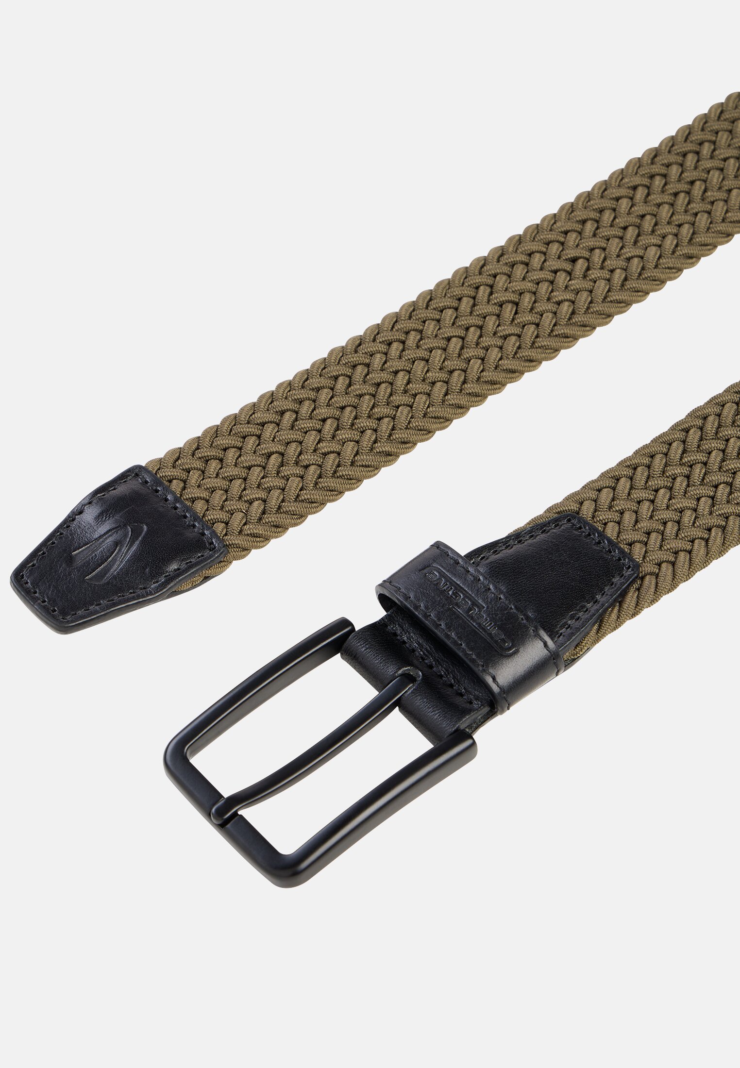 Heren Gevlochten riem met stretchfunctie Olijfgroen front dichtbij