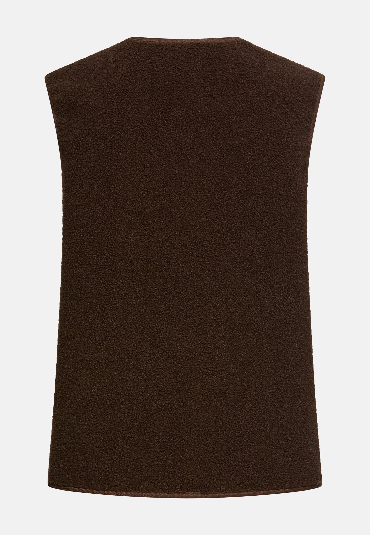 Damen Teddy Weste mit seitlichen Eingrifftaschen Braun frontal hinten