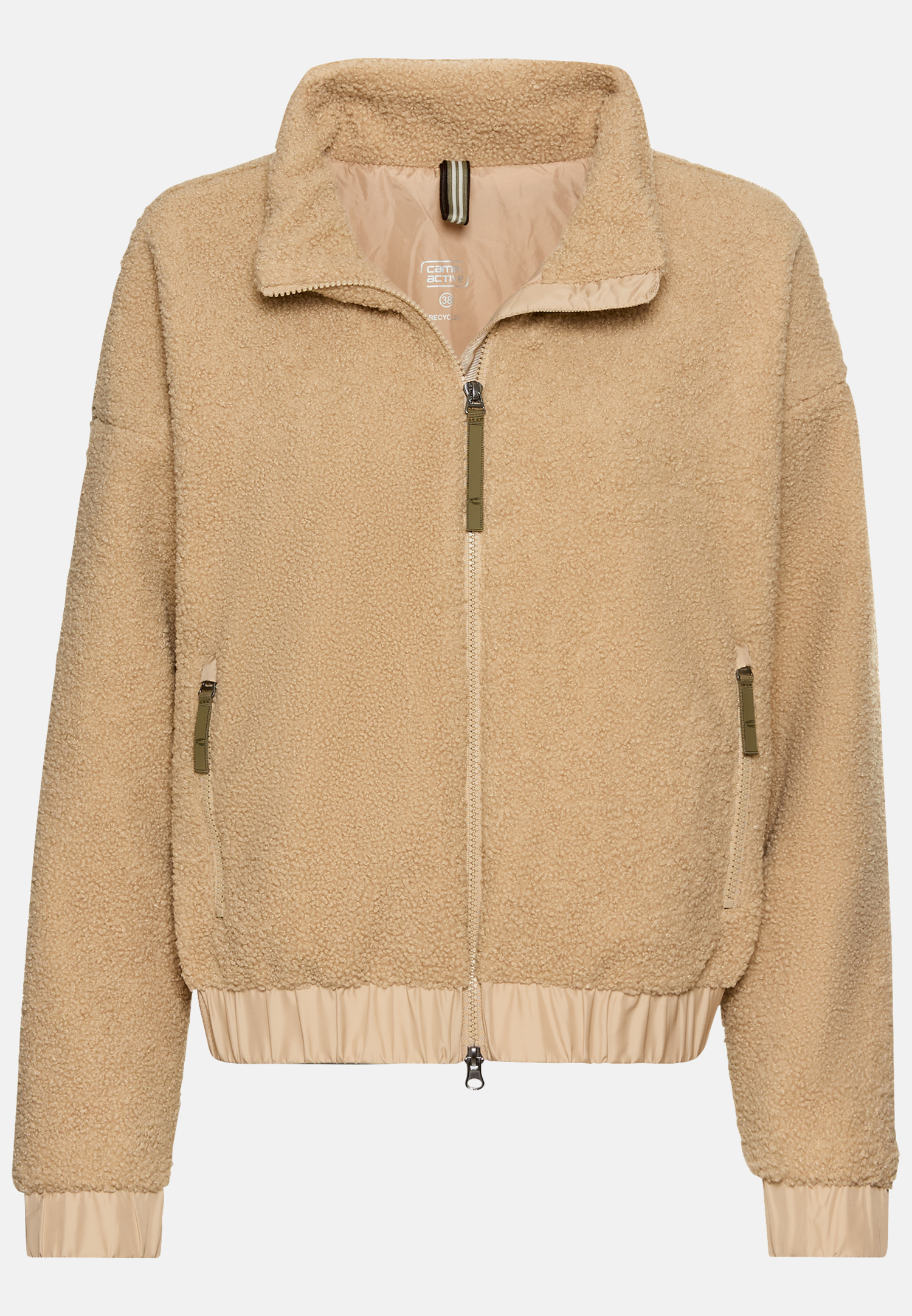 Women Jacket with stand-up collar and 2-way zipper Cashmere frontal front