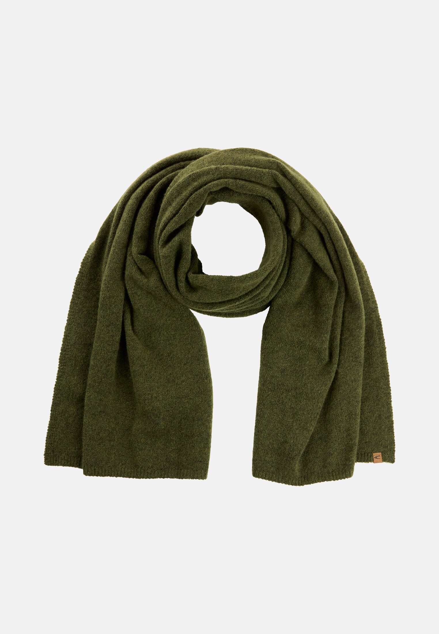 Damen Strickschal aus Polyester-Wollmix Oliv frontal vorn