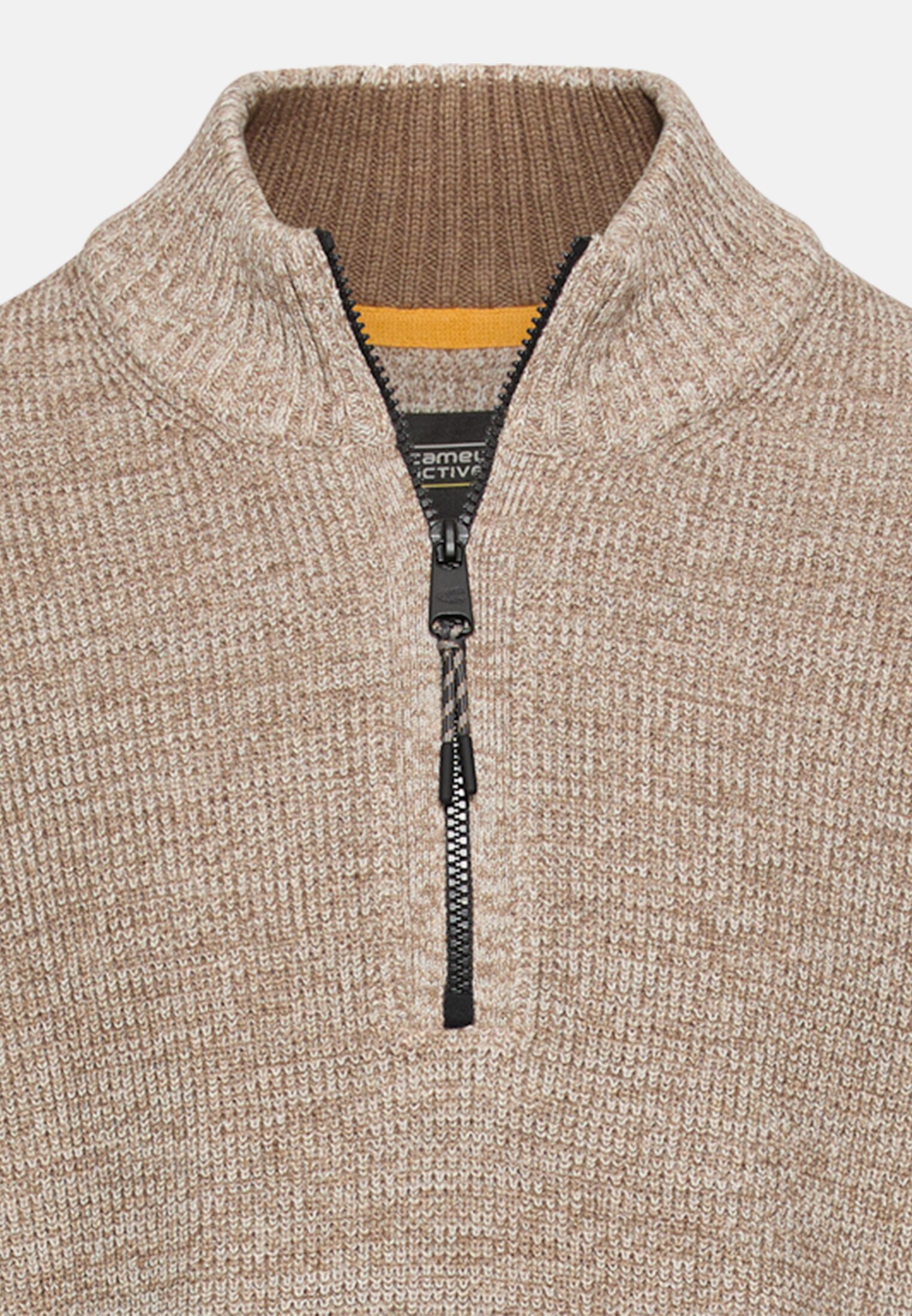 Men Knitted troyer in marled look Beige front close