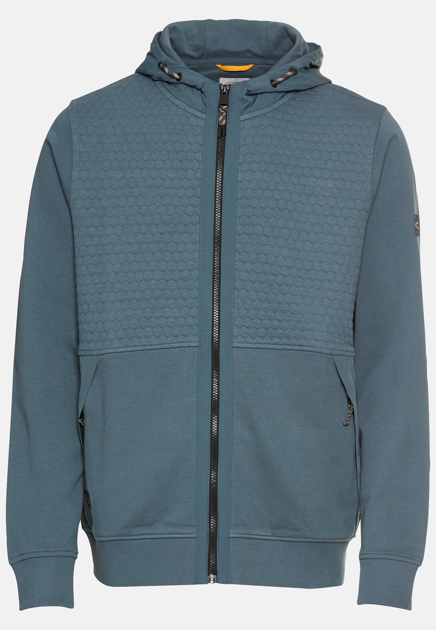 Herren Sweatjacke aus Materialmix und Kapuze Tintenblau frontal vorn