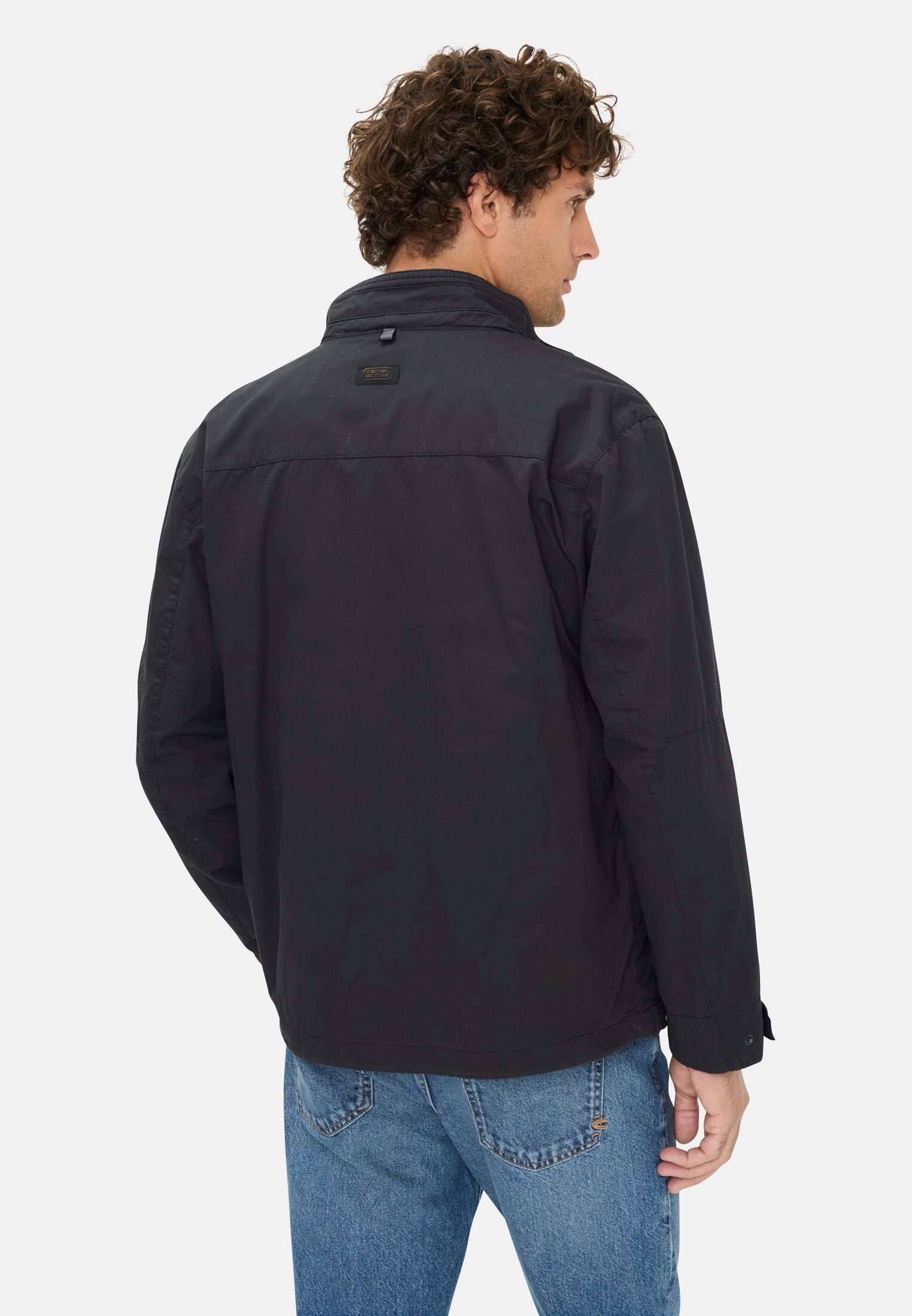 Men Blouson with stand-up collar Dark Blue worn back