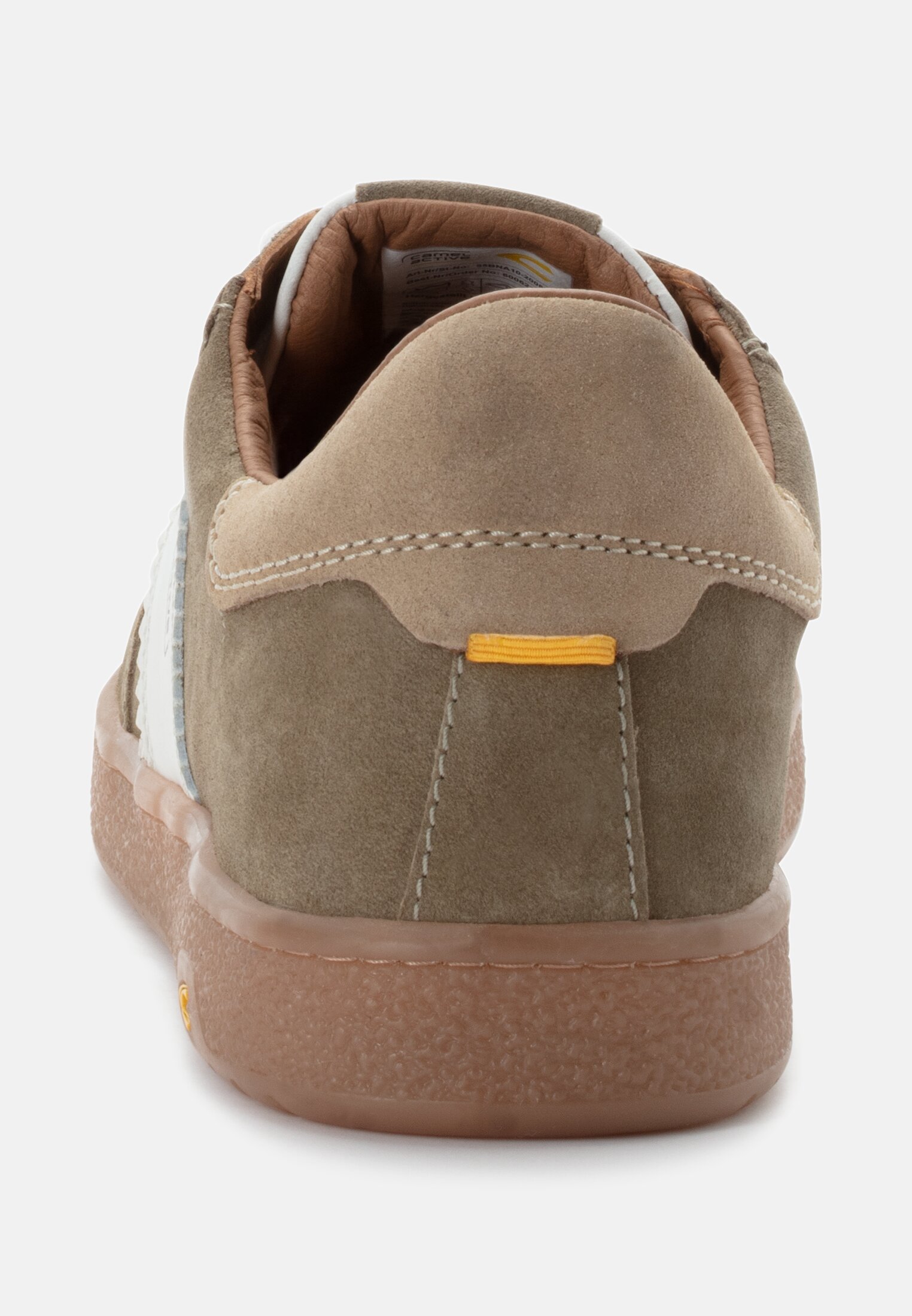 MI_55BNA10-0200-865_3G-00 Herren Sneaker aus Veloursleder Hellkhaki-Weiß vorne nah