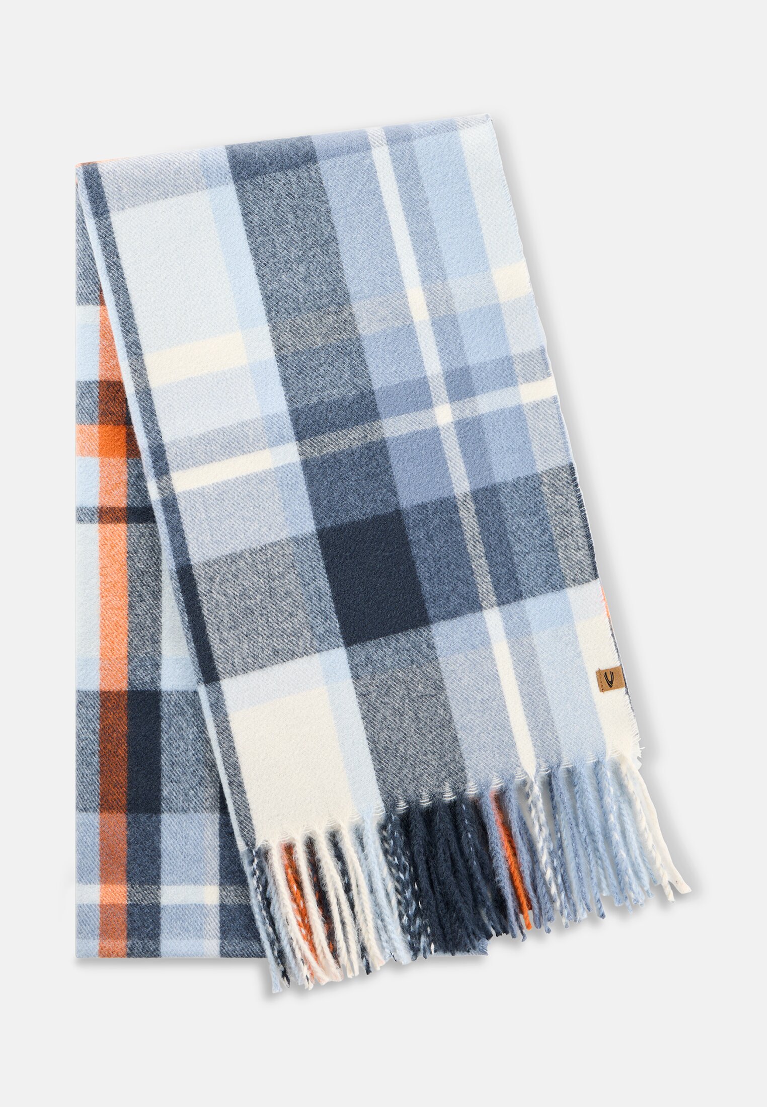 Damen Gewebter Schal mit Karomuster Orange-Blau frontal vorn