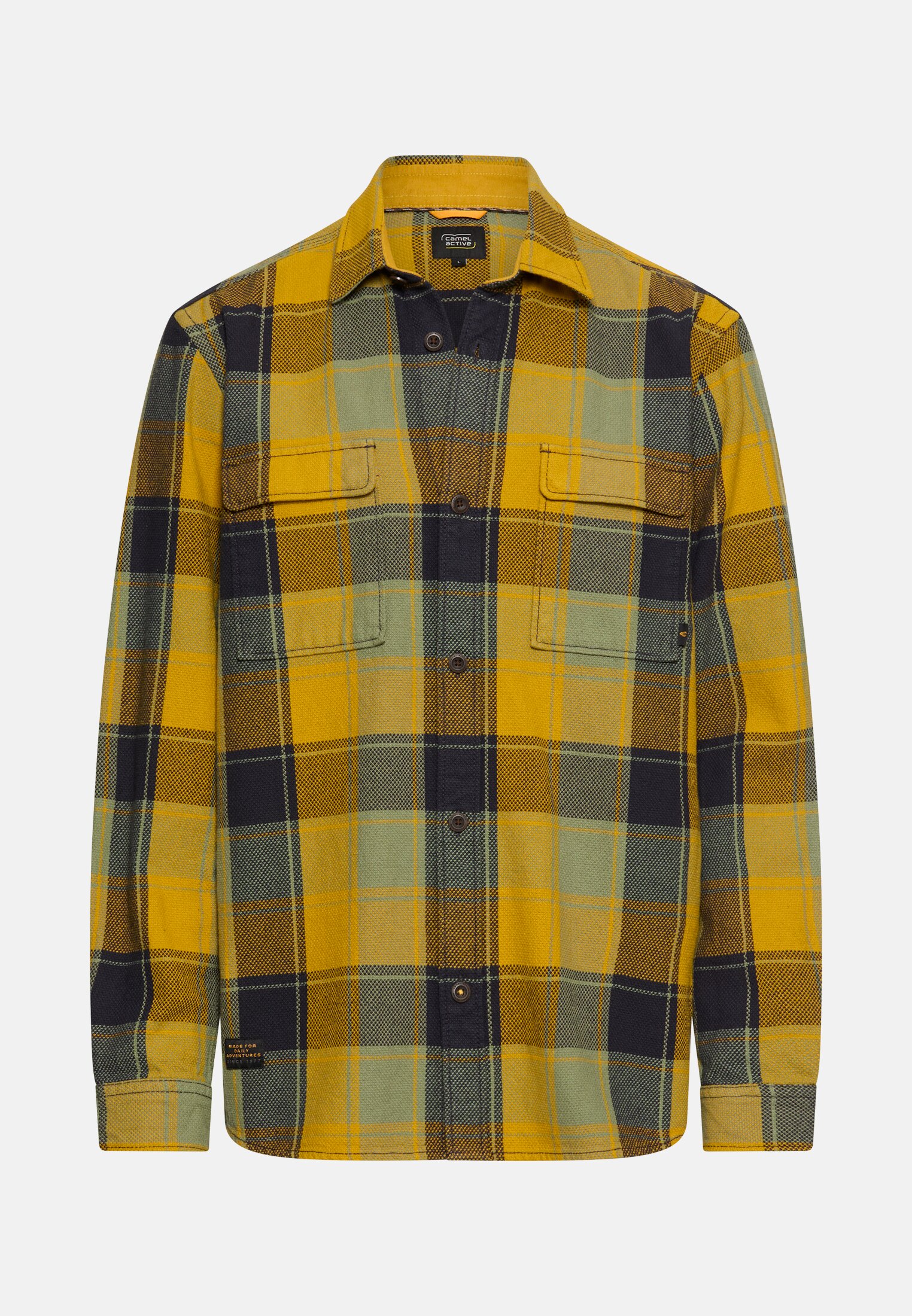 Men Plaid shirt with flap pockets Yellow frontal front