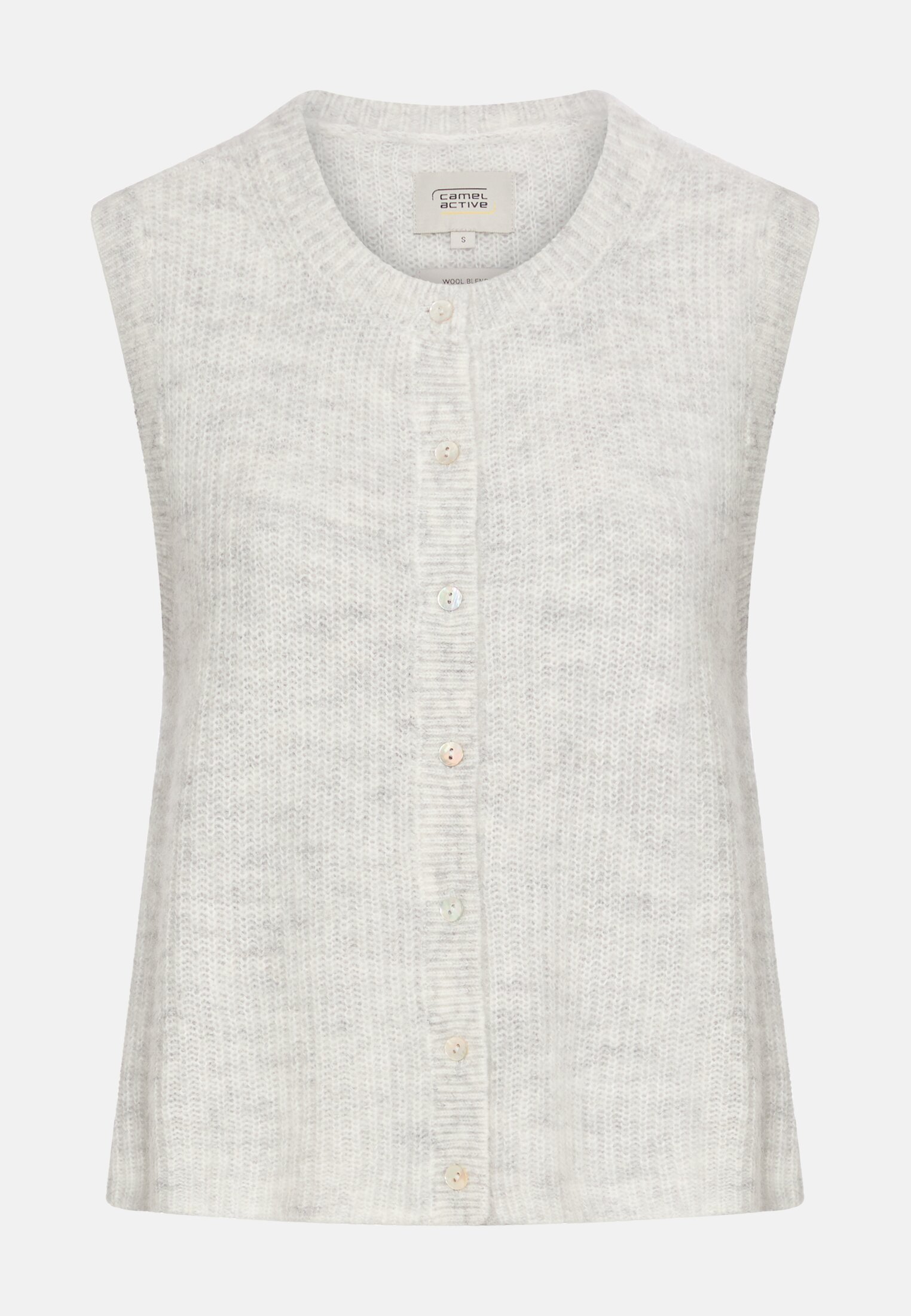 Women Knitted vest with button placket Grey frontal front