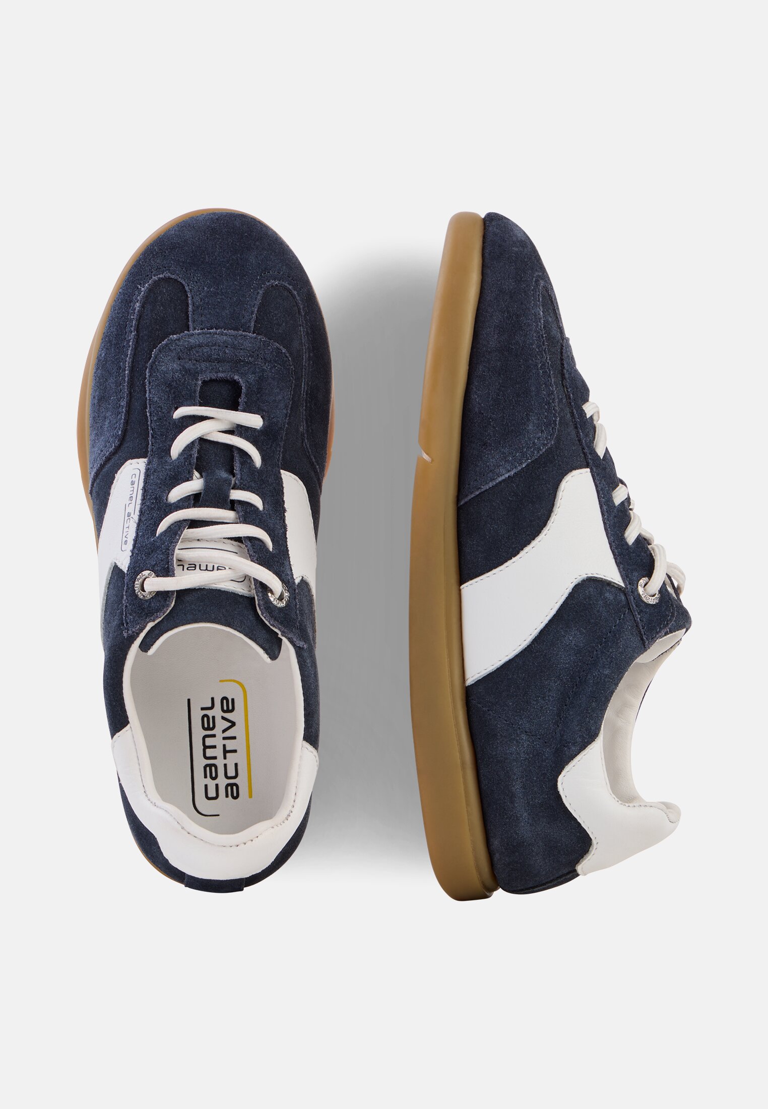 Damen Leder Sneaker mit flexibler Sohle Navy frontal oben