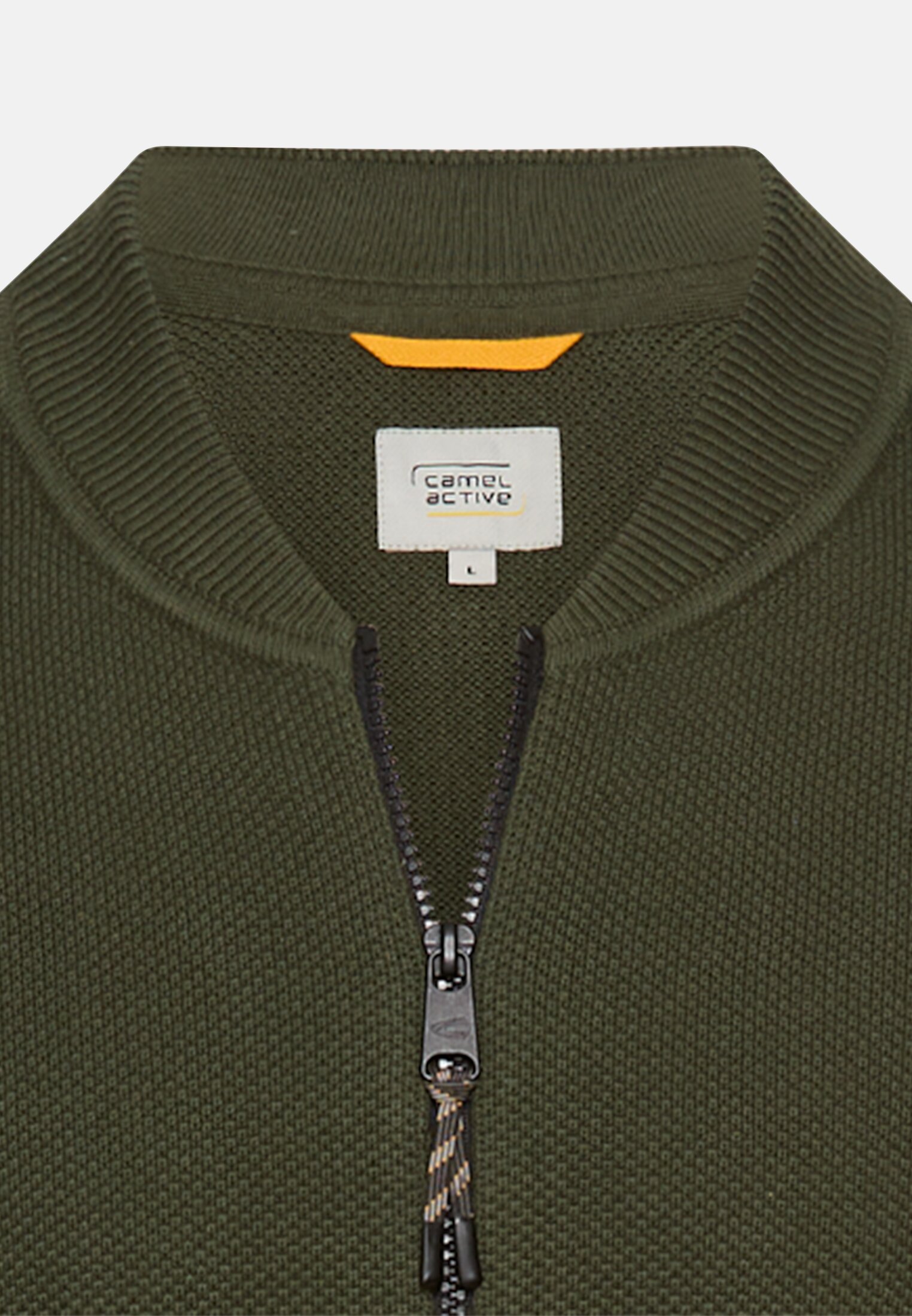 Men Bomber style cardigan Forest green front close